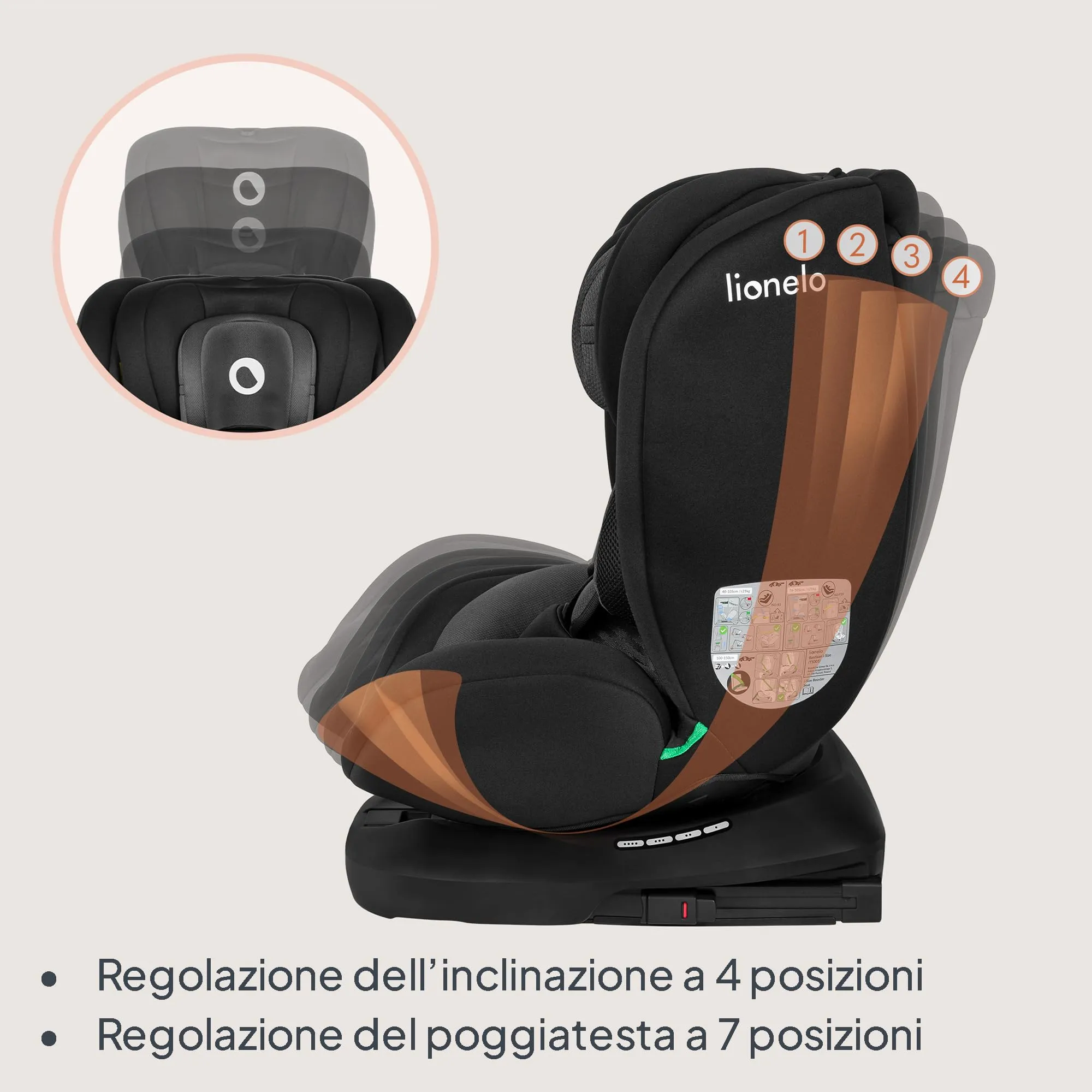 Lionelo Bastiaan i-Size Seggiolino Auto Evolutivo 4 in 1 40-150 cm ISOFIX - immagine 7