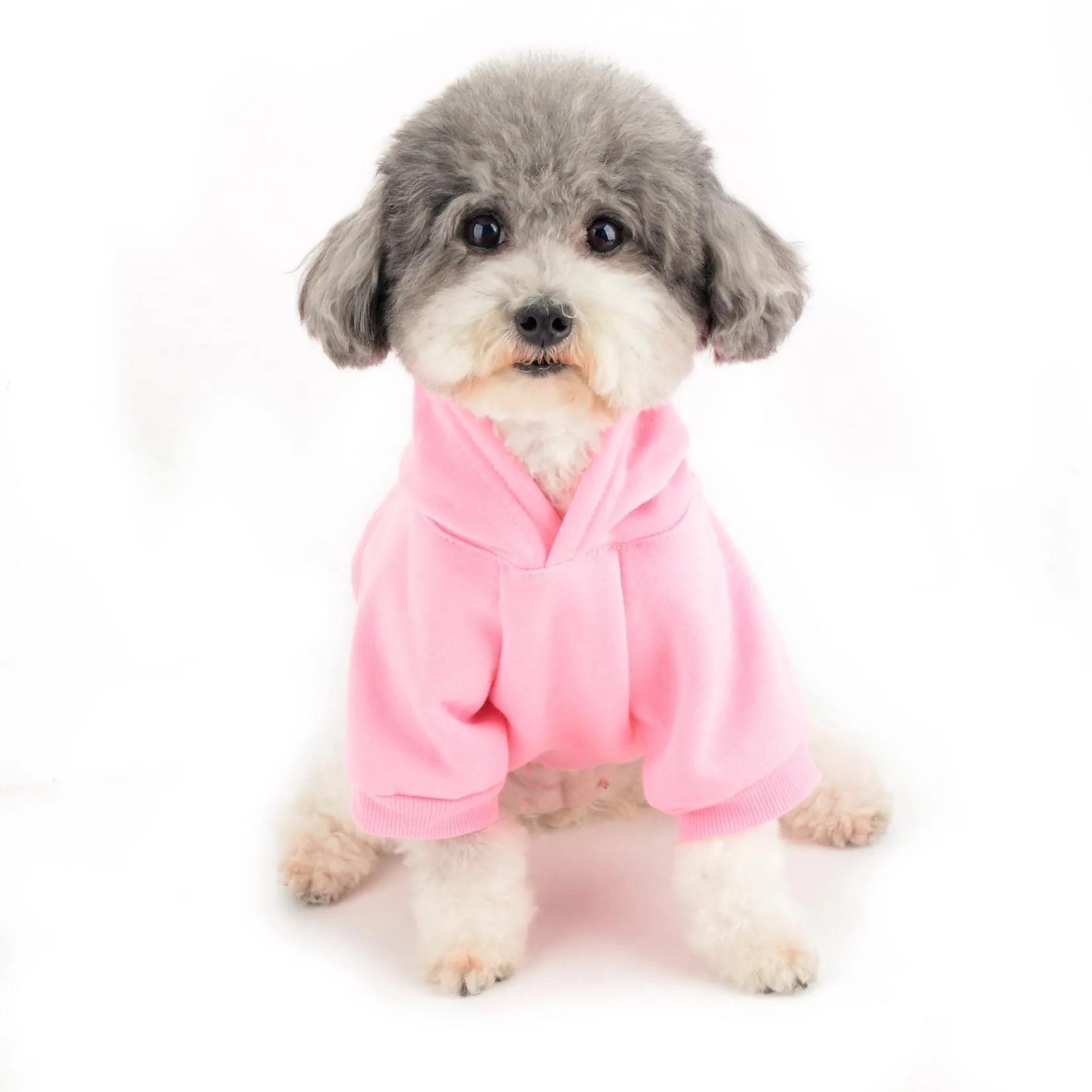 Zunea Felpa con Cappuccio per Cani di Piccola Taglia, Stampa I Love My Mom, con Foro per Pettorina, Rosa, L - immagine 7