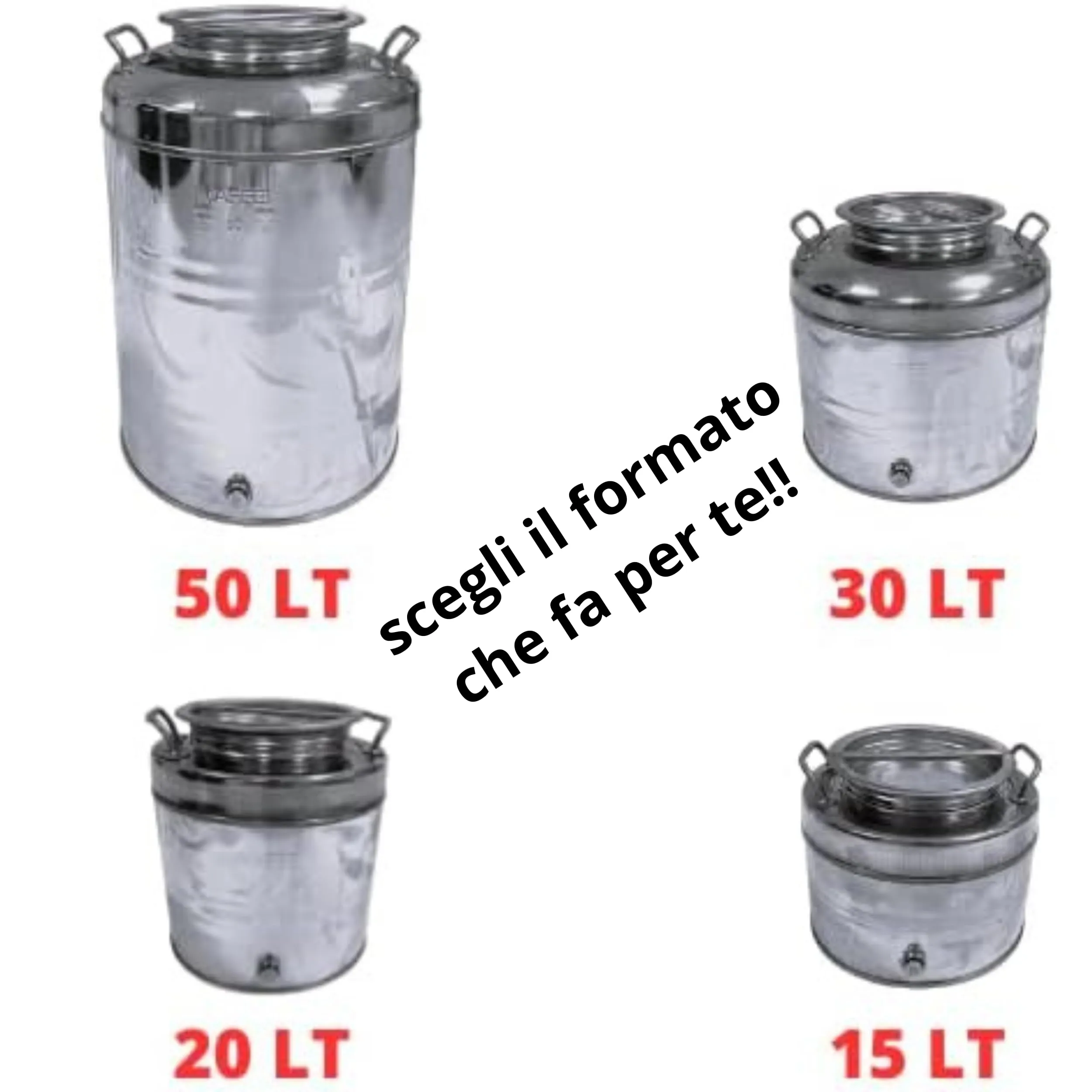 Pinto Ferramenta Contenitore in Acciaio Inox per Olio e Vino con Rubinetto, Imbuto e Guarnizione, 20 Litri - immagine 3