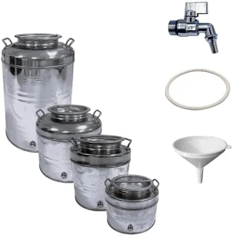 Pinto Ferramenta Contenitore in Acciaio Inox per Olio e Vino con Rubinetto, Imbuto e Guarnizione, 20 Litri - immagine 4