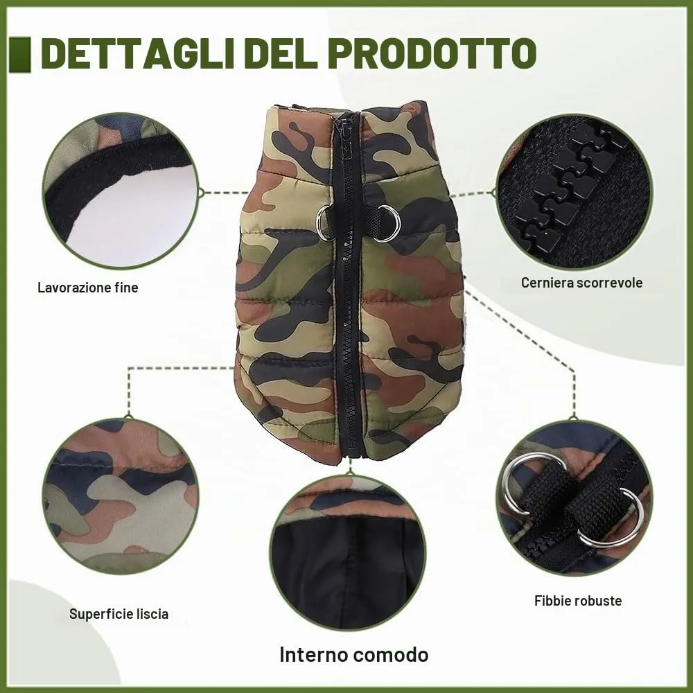 Voarge Giacca Invernale per Cani di Piccola Taglia con Cerniera, M, Camouflage - immagine 4