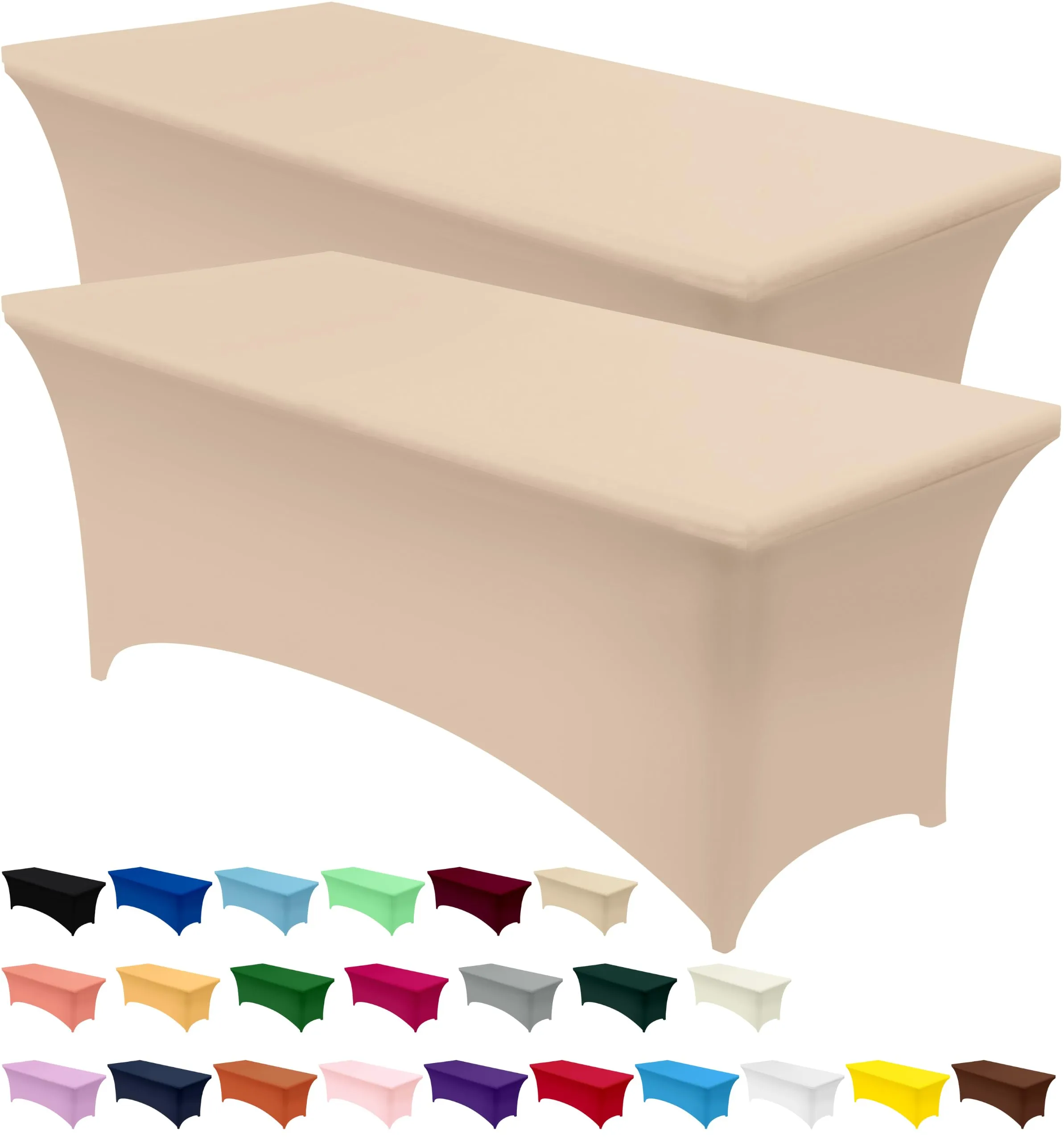 Utopia Kitchen Tovaglia Estensibile in Poliestere e Spandex, 244 cm, Champagne (Confezione da 2) - immagine 1