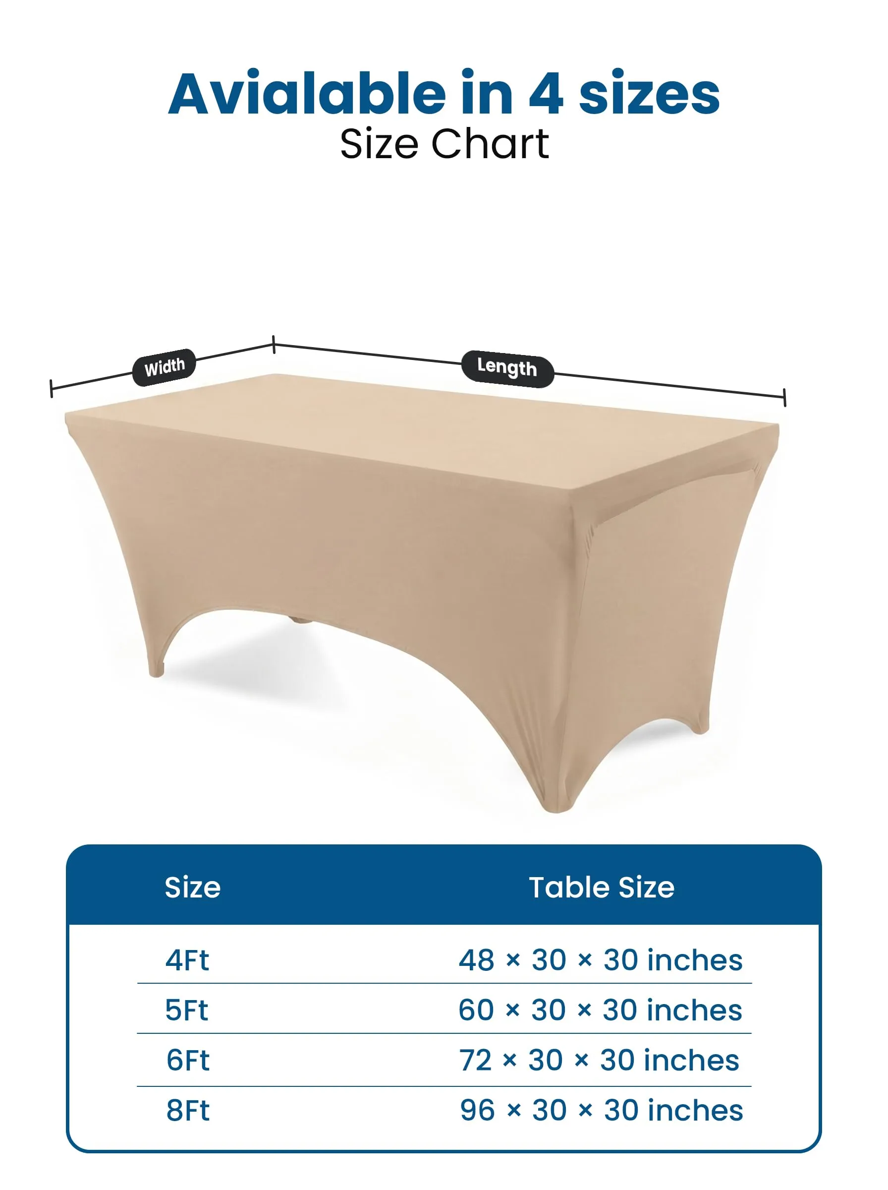 Utopia Kitchen Tovaglia Estensibile in Poliestere e Spandex, 244 cm, Champagne (Confezione da 2) - immagine 3