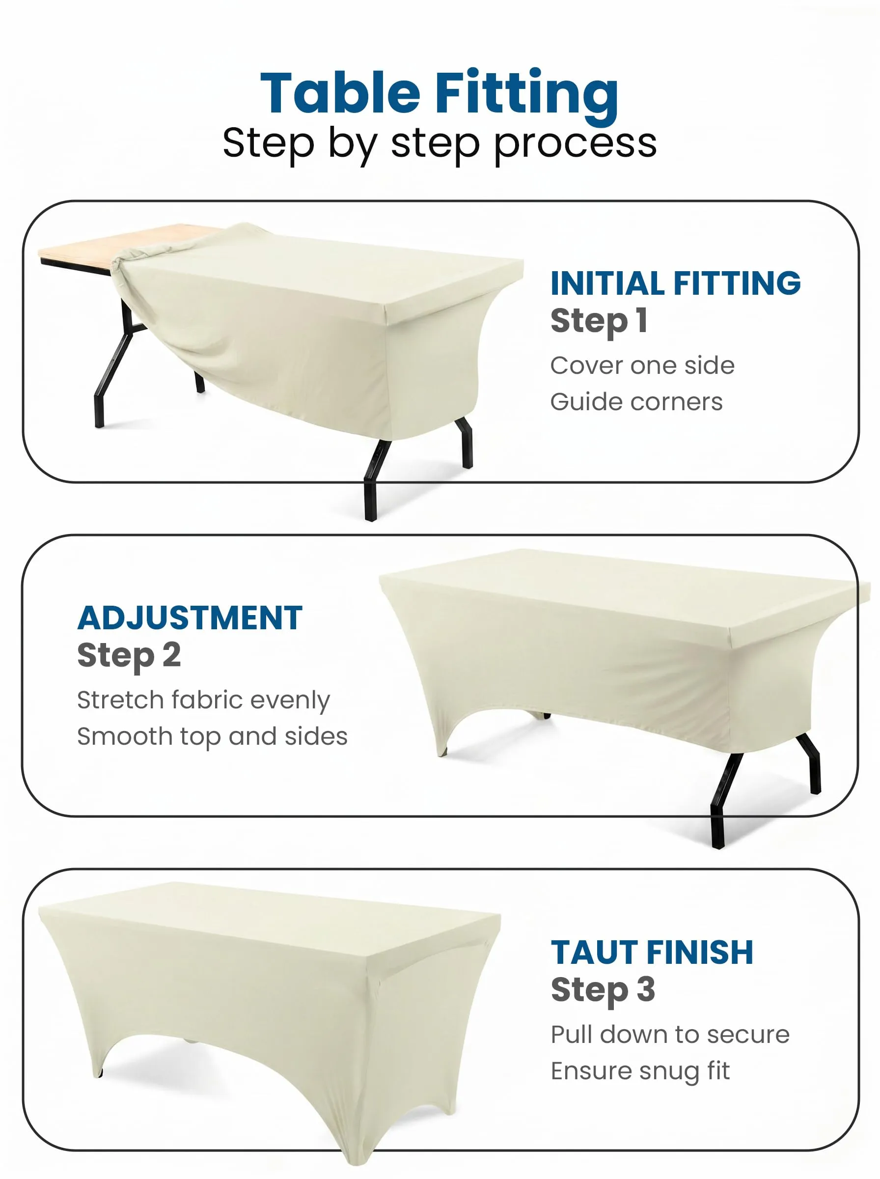 Utopia Kitchen Tovaglia Estensibile in Poliestere e Spandex, 244 cm, Avorio (Confezione da 2) - immagine 2