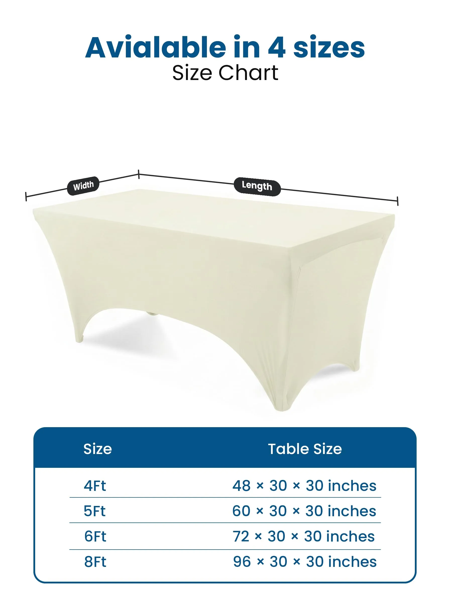 Utopia Kitchen Tovaglia Estensibile in Poliestere e Spandex, 244 cm, Avorio (Confezione da 2) - immagine 3