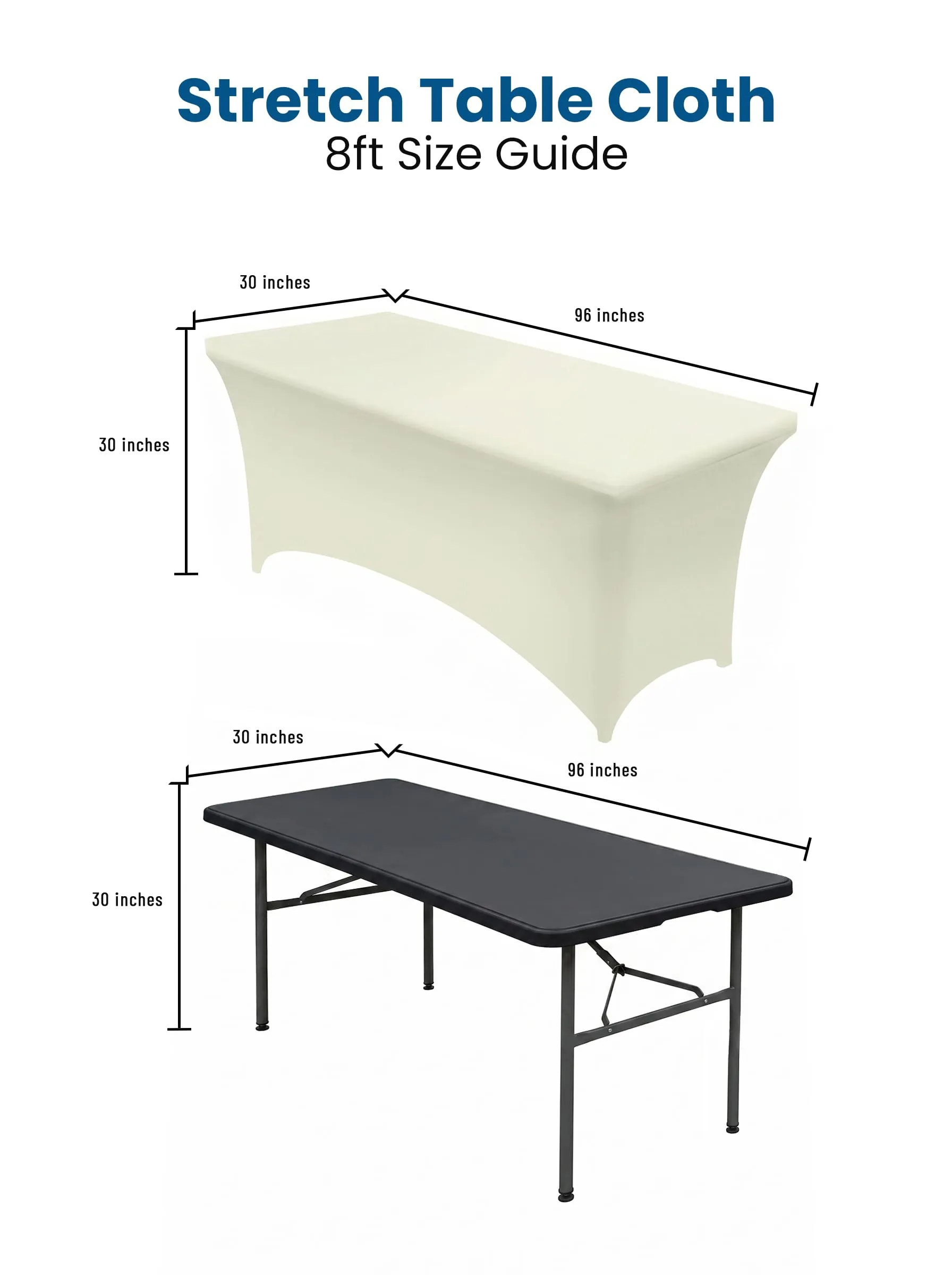 Utopia Kitchen Tovaglia Estensibile in Poliestere e Spandex, 244 cm, Avorio (Confezione da 2) - immagine 4