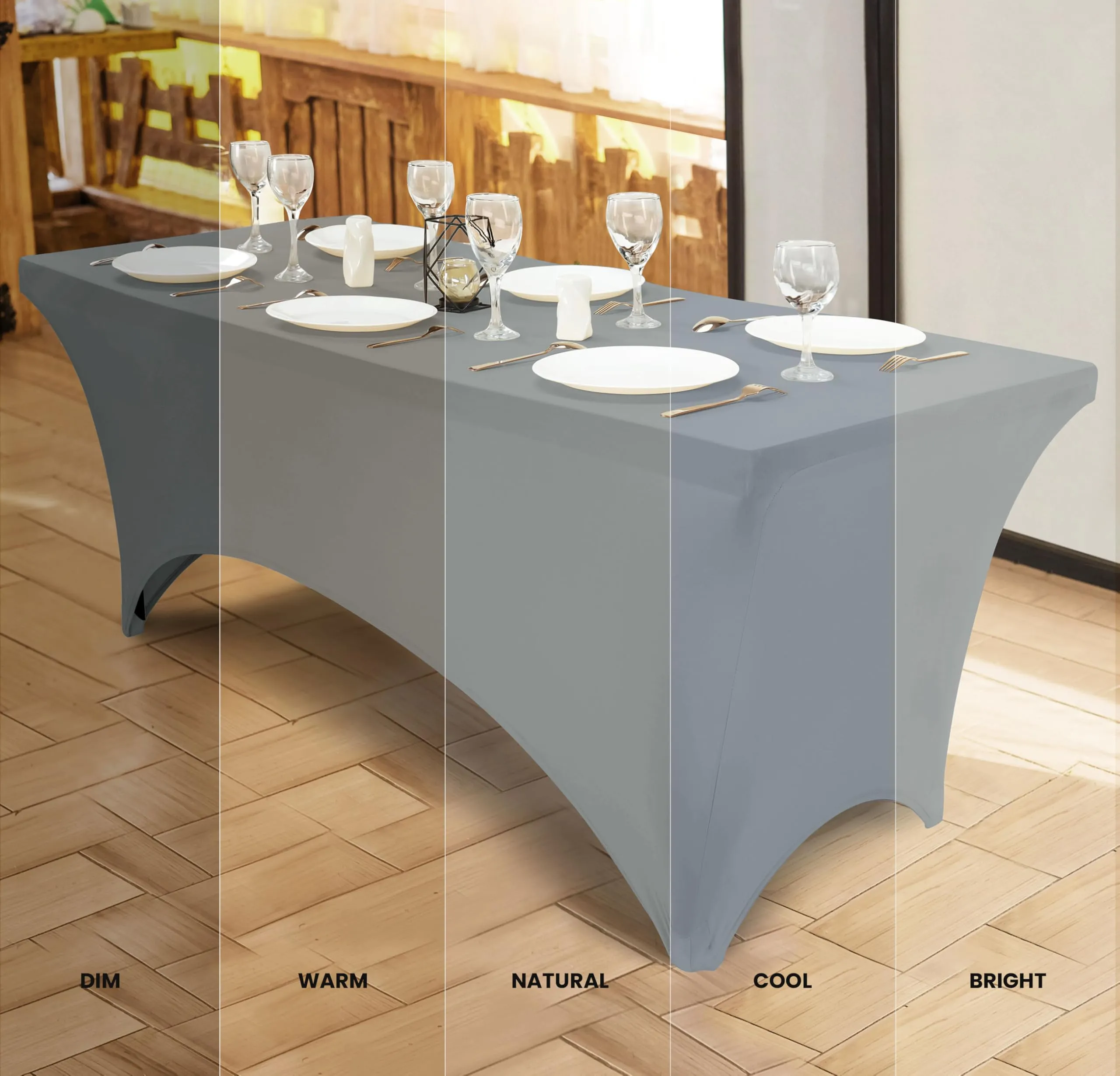 Utopia Kitchen Tovaglia Estensibile in Poliestere e Spandex, 122 cm, Grigio (Confezione da 2) - immagine 4