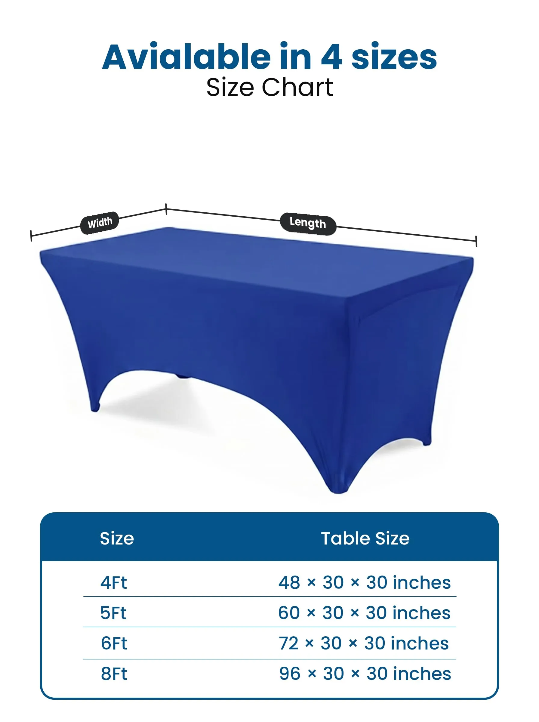 Utopia Kitchen Tovaglia Estensibile in Poliestere e Spandex, 4 Piedi (122 cm), Blu, Confezione da 2 - immagine 3