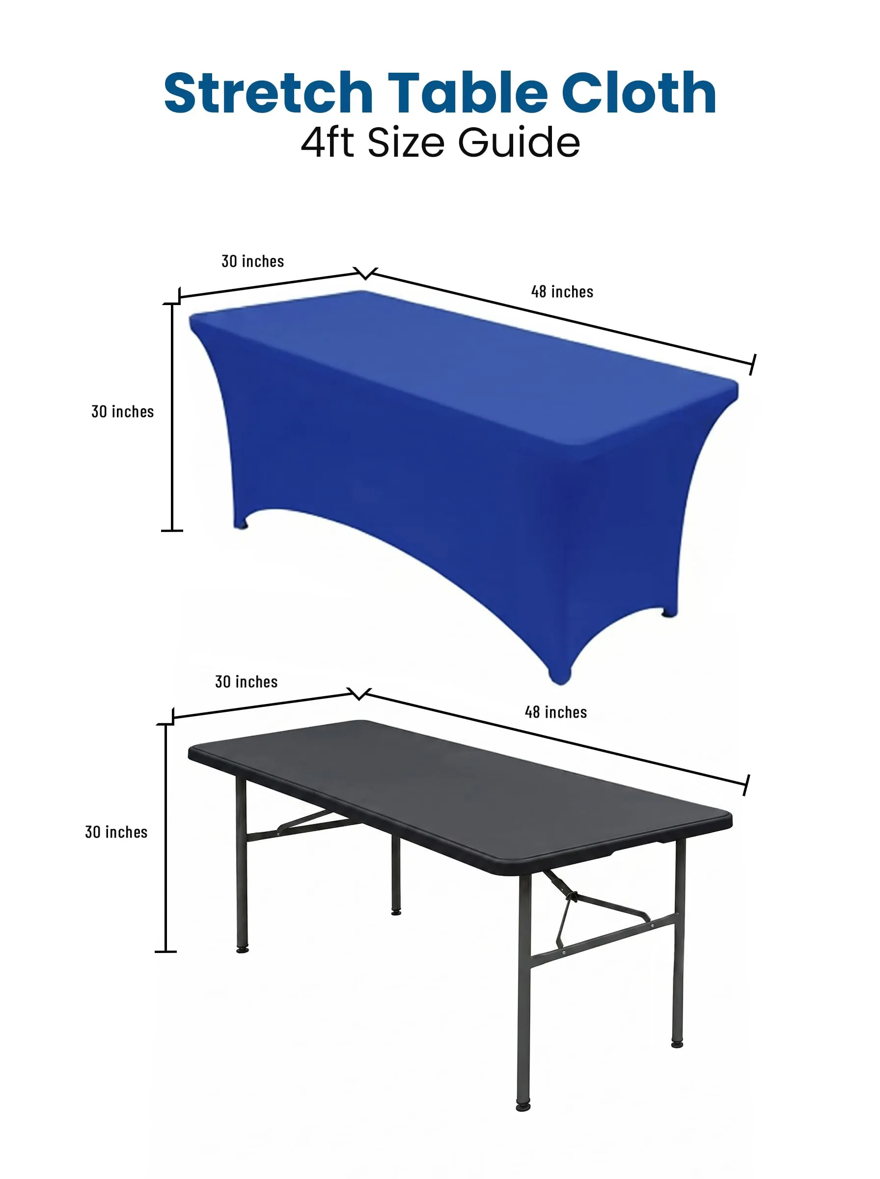 Utopia Kitchen Tovaglia Estensibile in Poliestere e Spandex, 4 Piedi (122 cm), Blu, Confezione da 2 - immagine 4