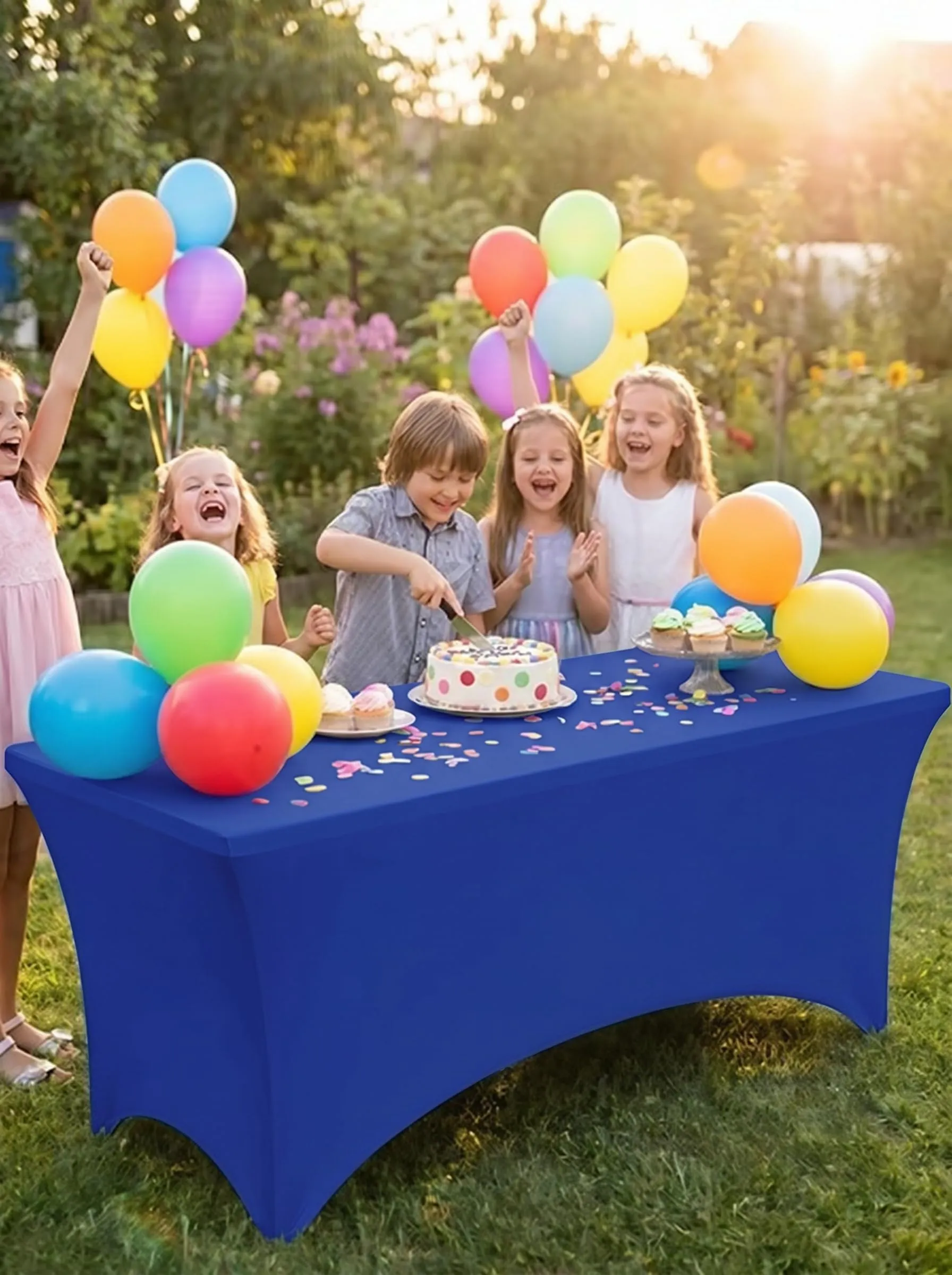 Utopia Kitchen Tovaglia Estensibile in Poliestere e Spandex, 4 Piedi (122 cm), Blu, Confezione da 2 - immagine 6
