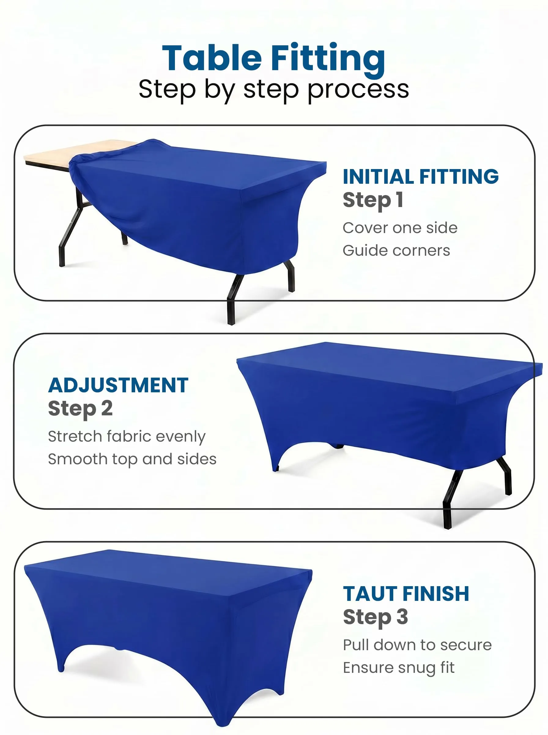 Utopia Kitchen Tovaglia Estensibile in Poliestere e Spandex, 244 cm, Blu (Confezione da 2) - immagine 2