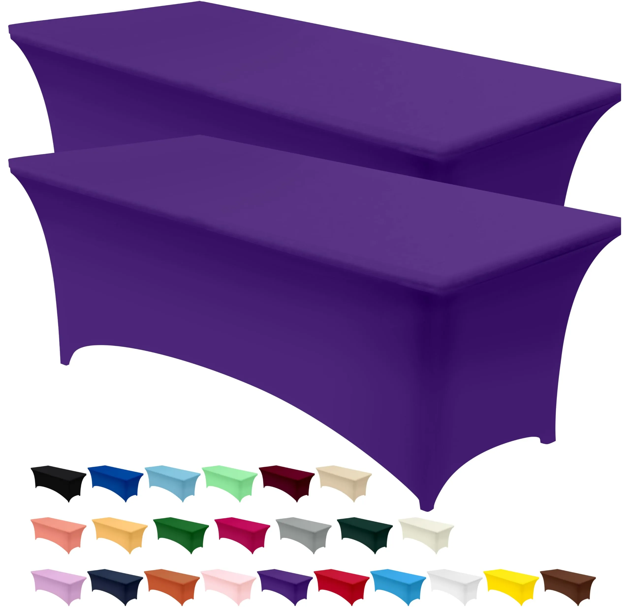 Utopia Kitchen Tovaglia Estensibile in Poliestere e Spandex, 244 cm (8 Piedi), Viola, Confezione da 2 - immagine 1
