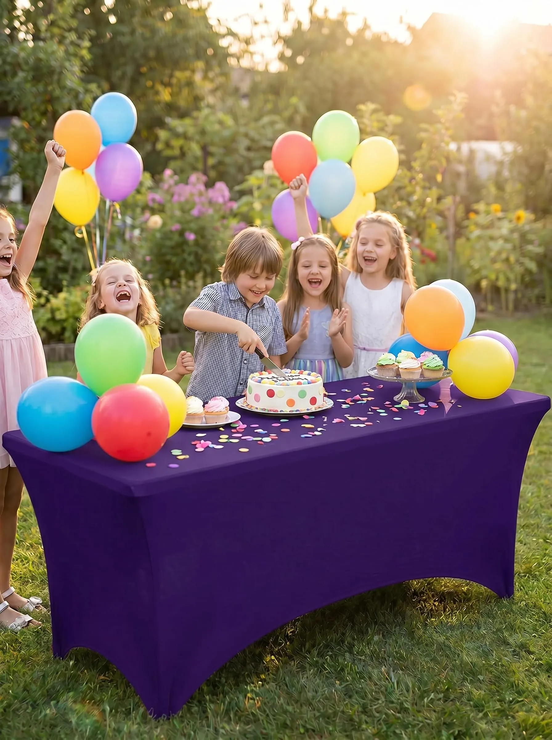 Utopia Kitchen Tovaglia Estensibile in Poliestere e Spandex, 244 cm (8 Piedi), Viola, Confezione da 2 - immagine 6