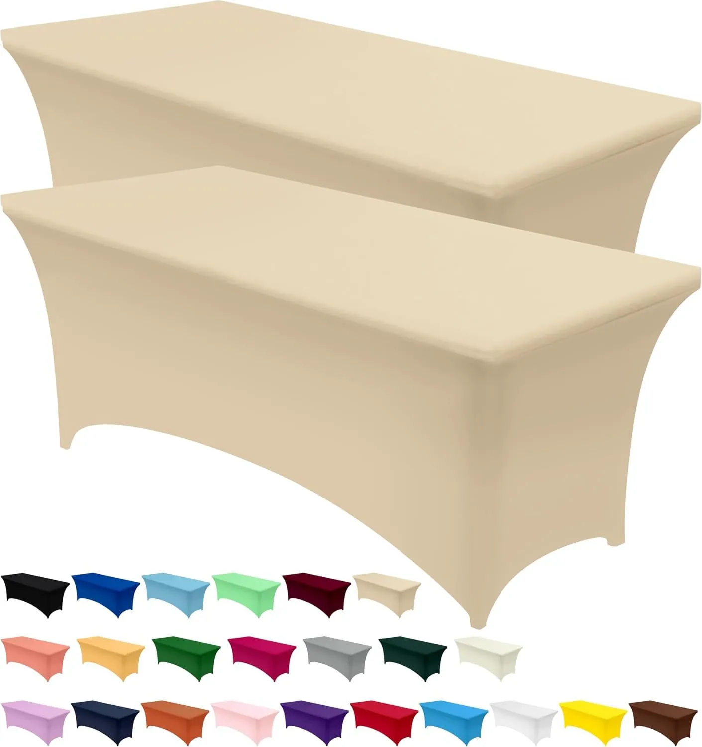 Utopia Kitchen Tovaglia Estensibile in Poliestere e Spandex, 4 Piedi (122 cm), Champagne, Confezione da 2 - immagine 1