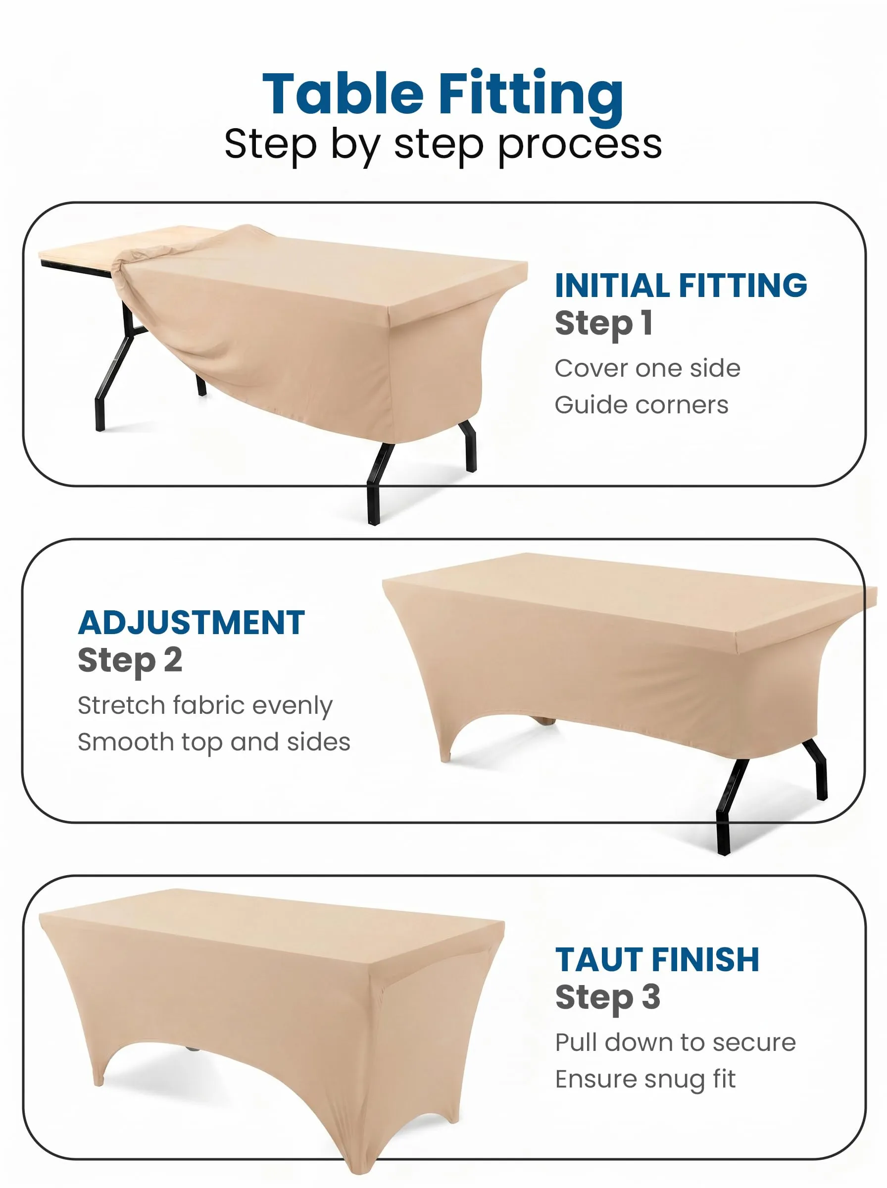 Utopia Kitchen Tovaglia Estensibile in Poliestere e Spandex, 4 Piedi (122 cm), Champagne, Confezione da 2 - immagine 2