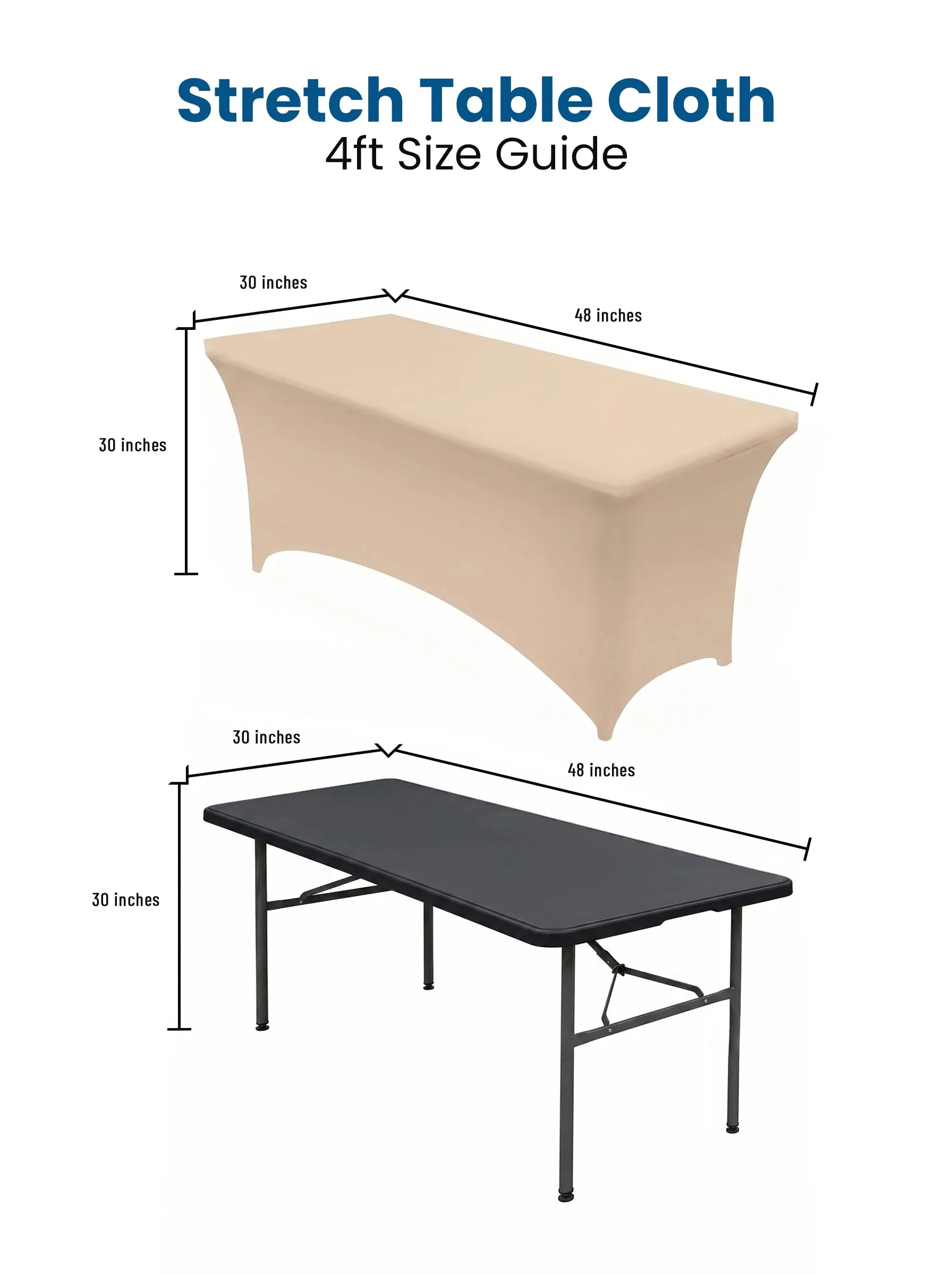 Utopia Kitchen Tovaglia Estensibile in Poliestere e Spandex, 4 Piedi (122 cm), Champagne, Confezione da 2 - immagine 4