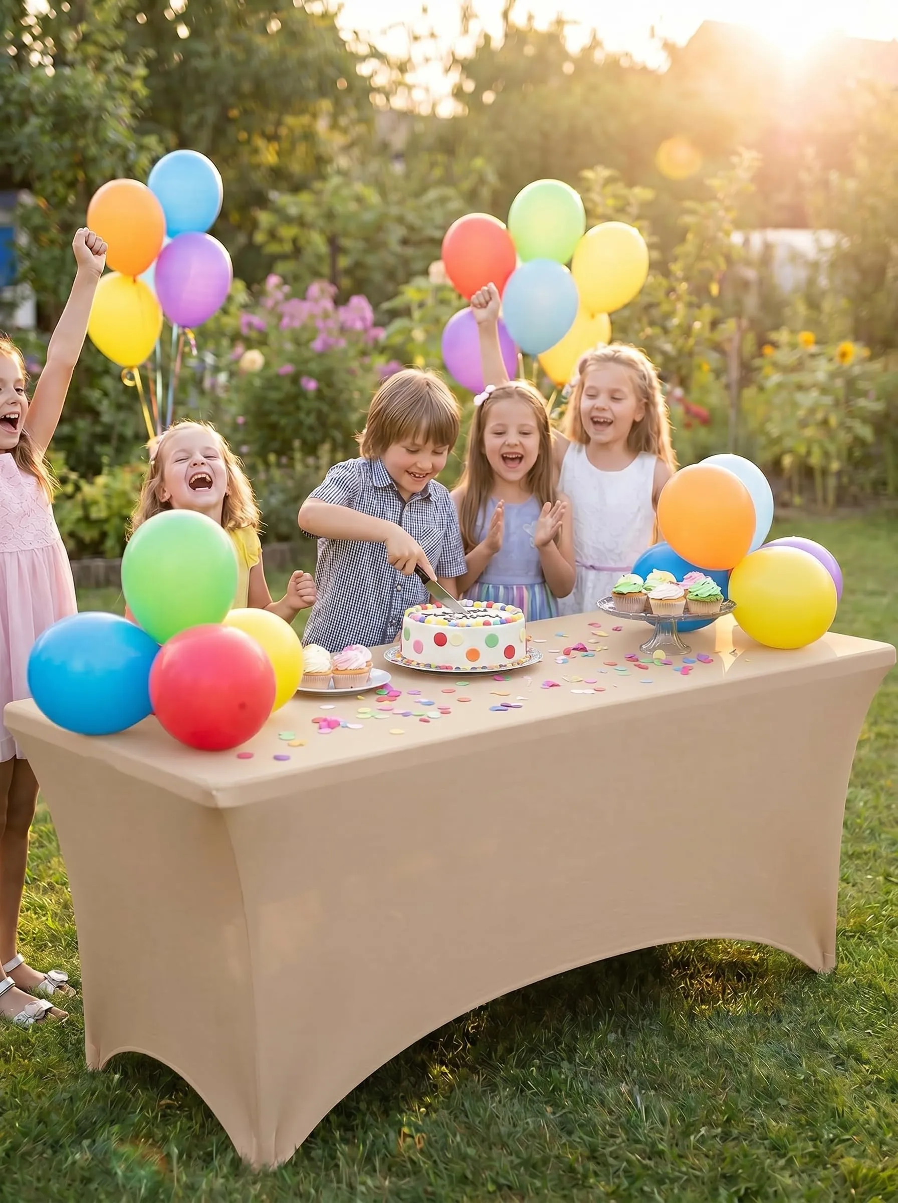 Utopia Kitchen Tovaglia Estensibile in Poliestere e Spandex, 4 Piedi (122 cm), Champagne, Confezione da 2 - immagine 6
