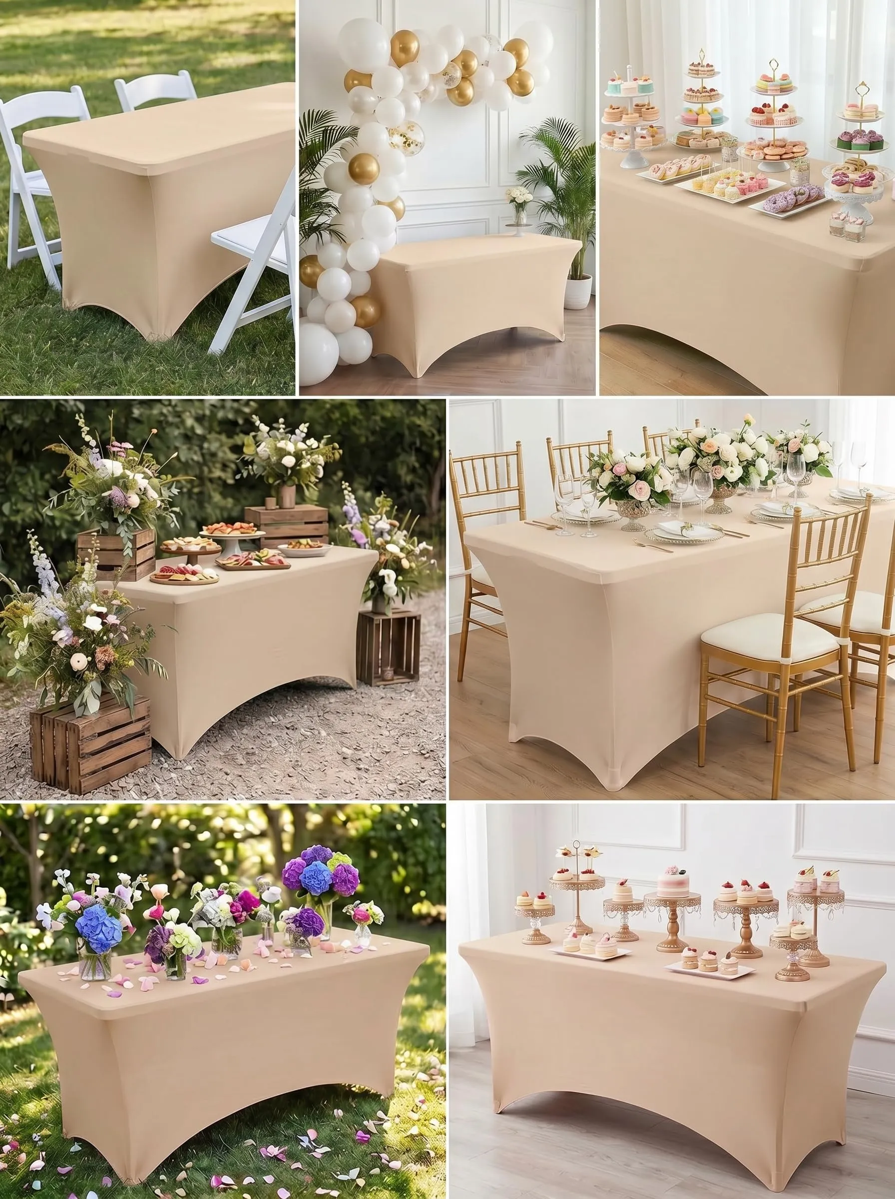Utopia Kitchen Tovaglia Estensibile in Poliestere e Spandex, 4 Piedi (122 cm), Champagne, Confezione da 2 - immagine 9