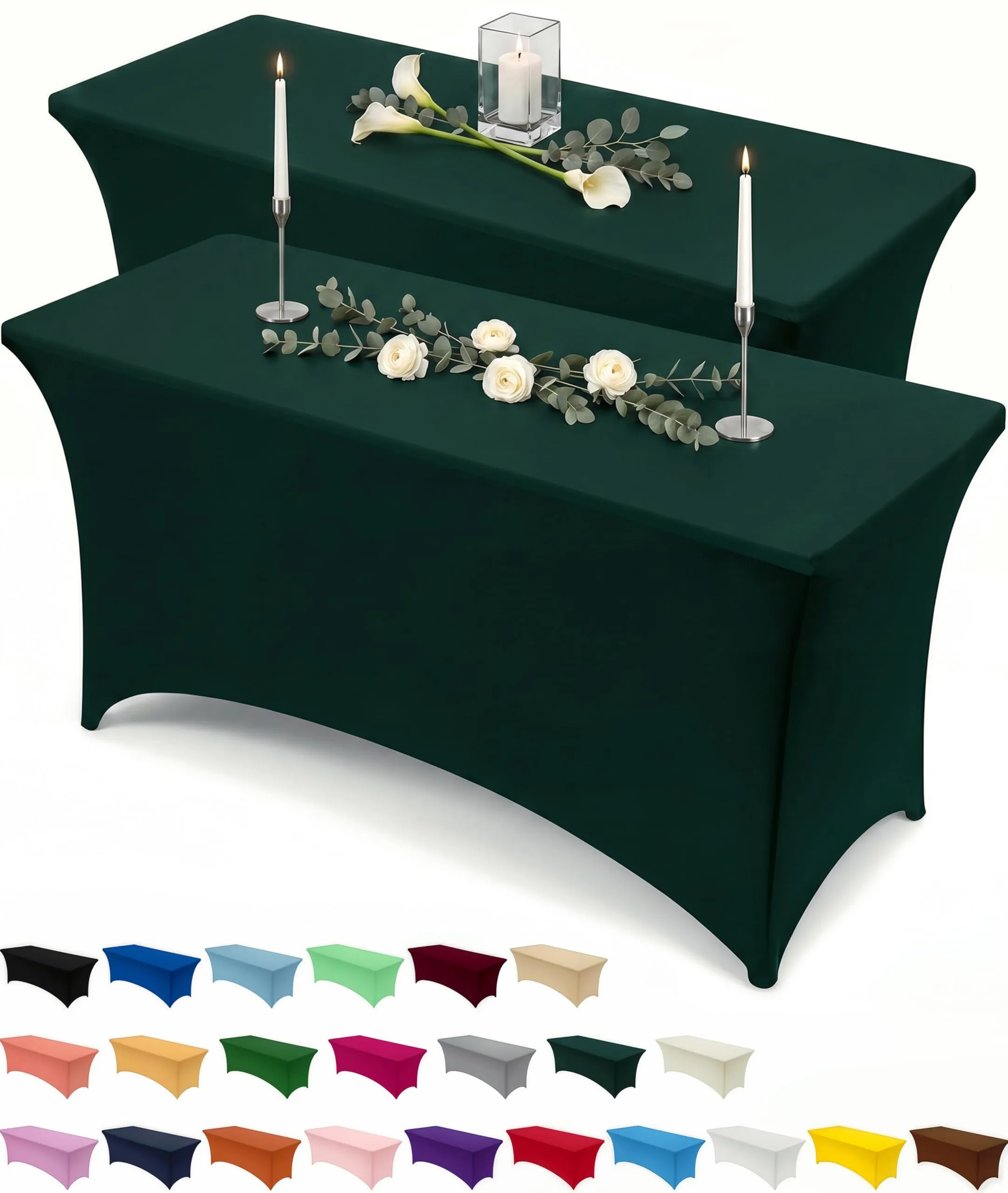 Utopia Kitchen Tovaglia Estensibile in Spandex, 122 cm, Verde Cacciatore, Confezione da 2 - immagine 1