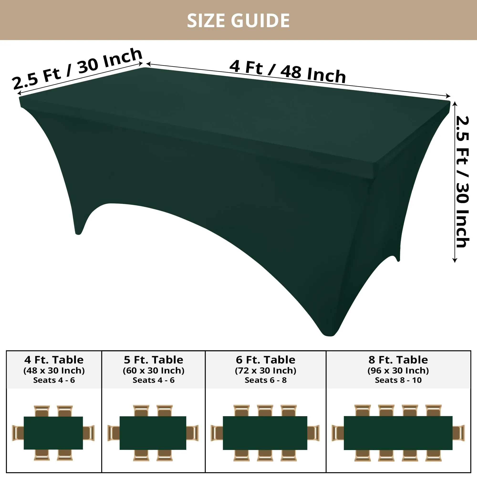 Utopia Kitchen Tovaglia Estensibile in Spandex, 122 cm, Verde Cacciatore, Confezione da 2 - immagine 2