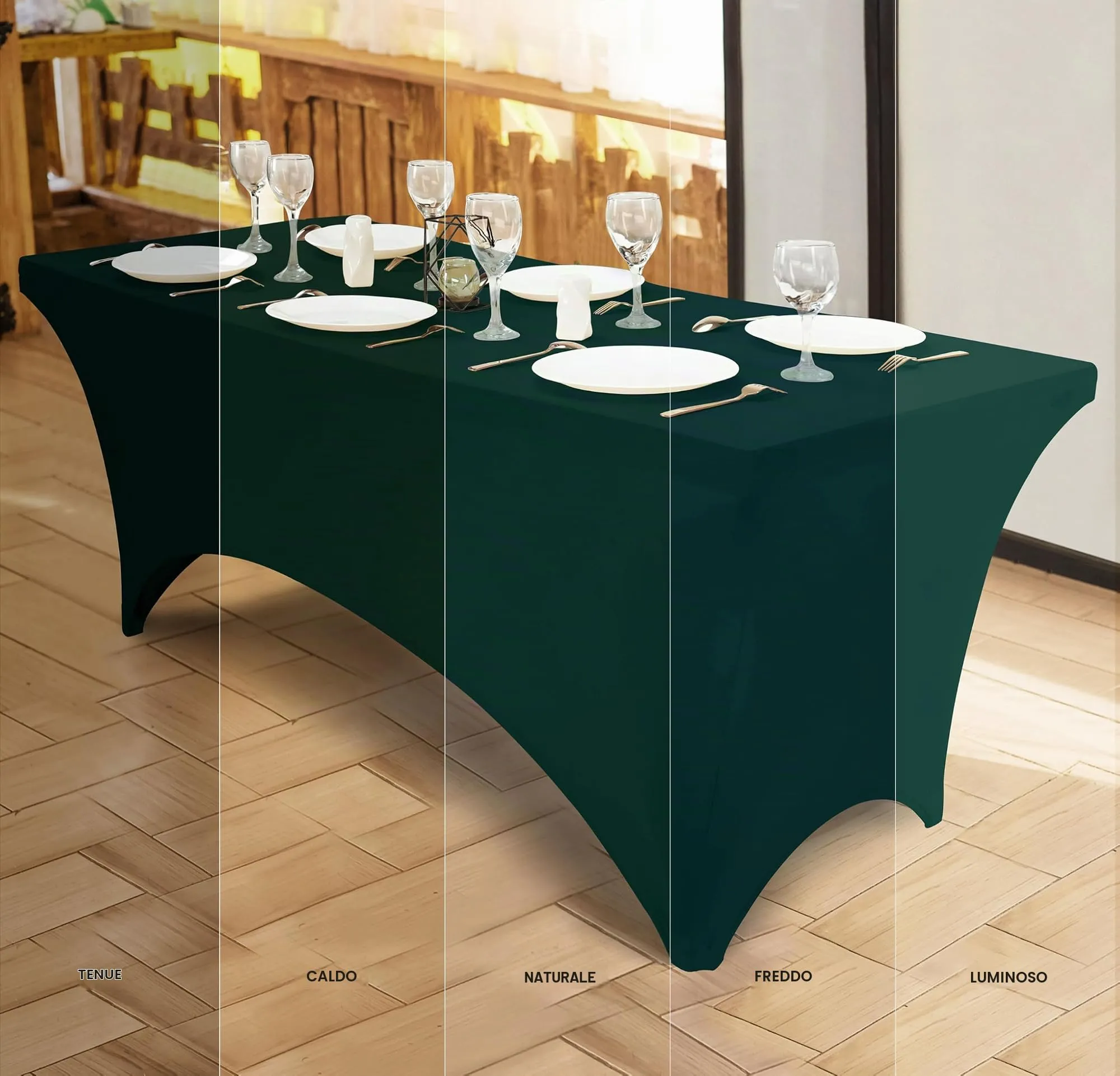 Utopia Kitchen Tovaglia Estensibile in Spandex, 122 cm, Verde Cacciatore, Confezione da 2 - immagine 4