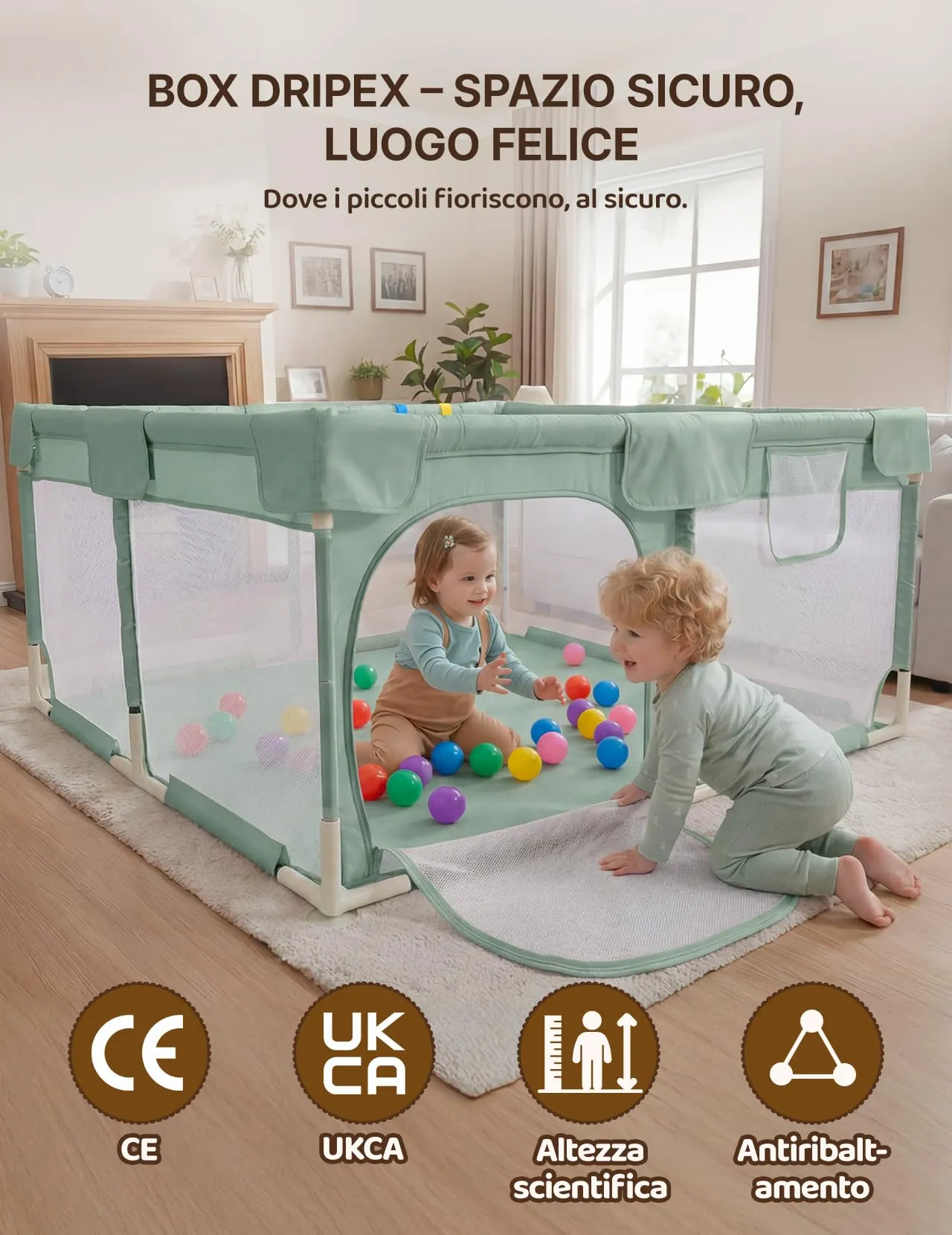 Dripex Box per Bambini Recinto Neonato, Small, Verde - immagine 3
