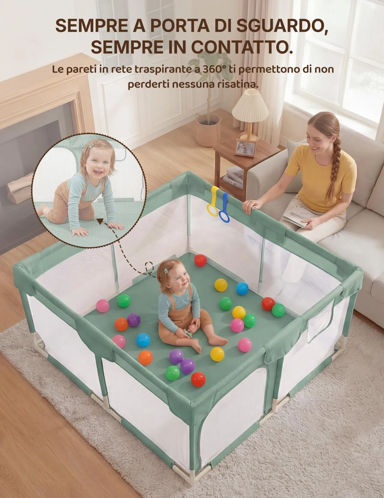Dripex Box per Bambini Recinto Neonato, Small, Verde - immagine 4