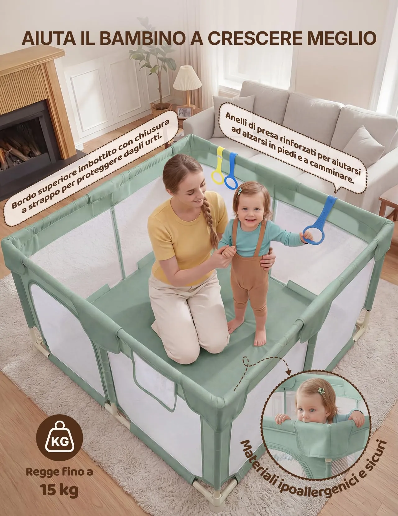 Dripex Box per Bambini Recinto Neonato, Small, Verde - immagine 6