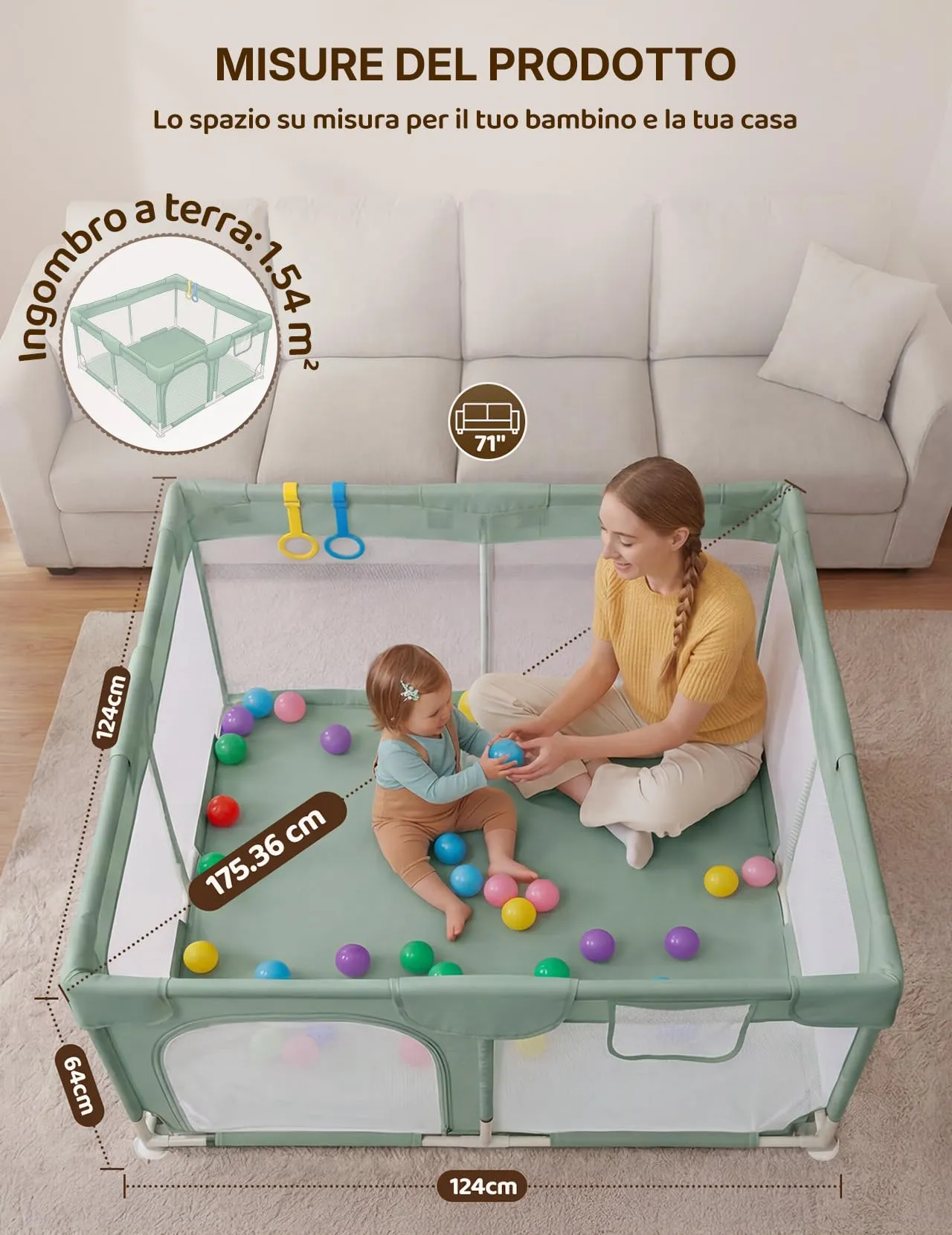 Dripex Box per Bambini Recinto Neonato, Small, Verde - immagine 7