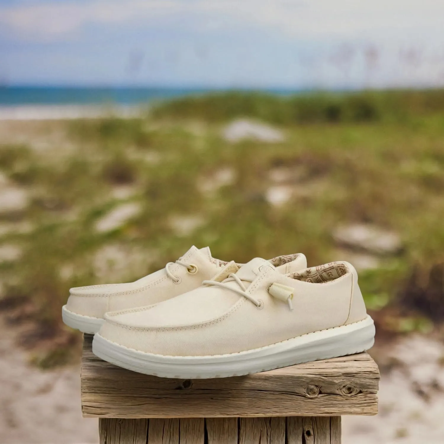 HEYDUDE Wendy Canvas Slip-On Donna, Bianco Crema, 40 EU - immagine 5