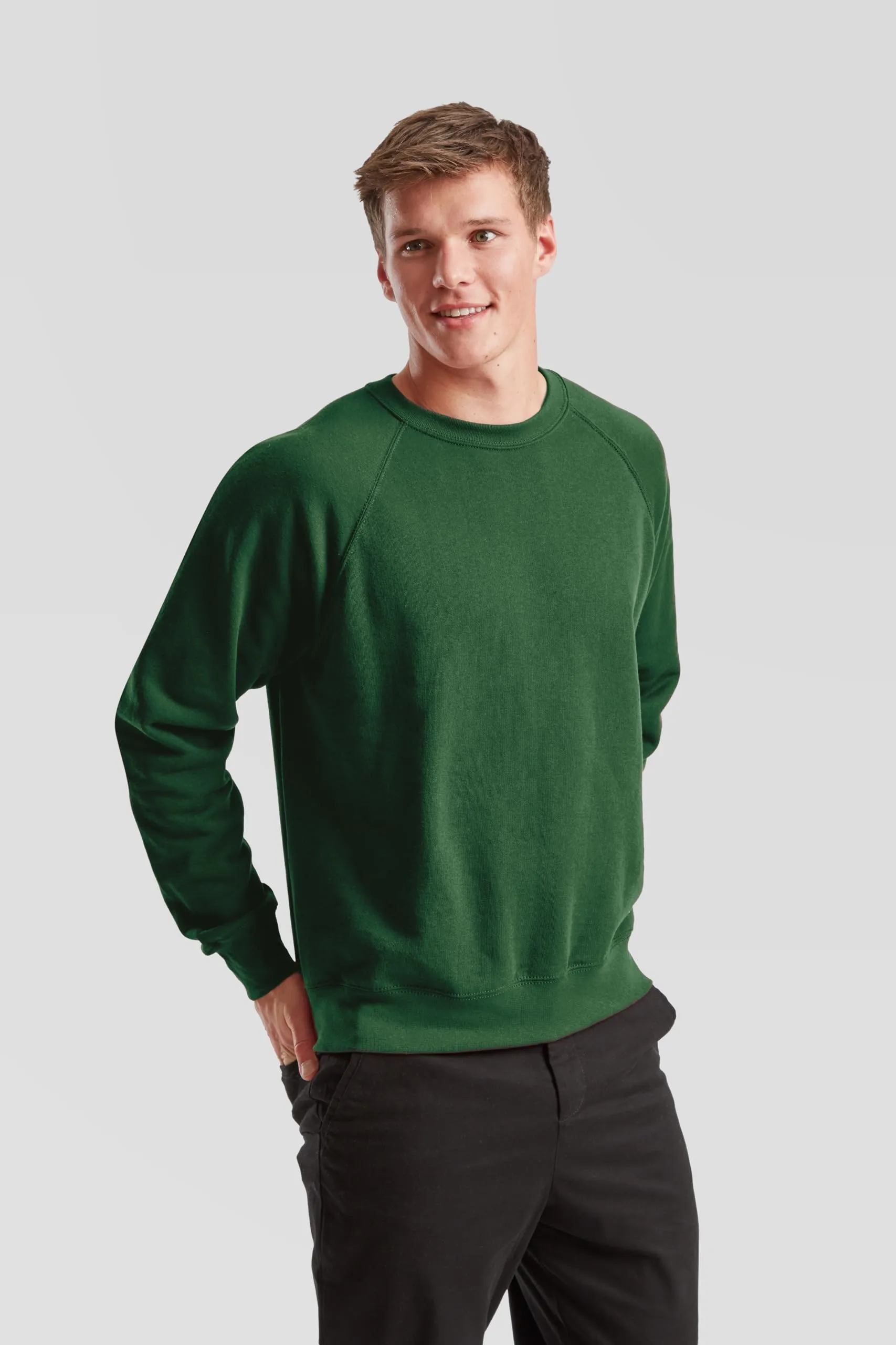 Fruit of the Loom Raglan Sweatshirt, Verde Bottiglia, S Uomo - immagine 4