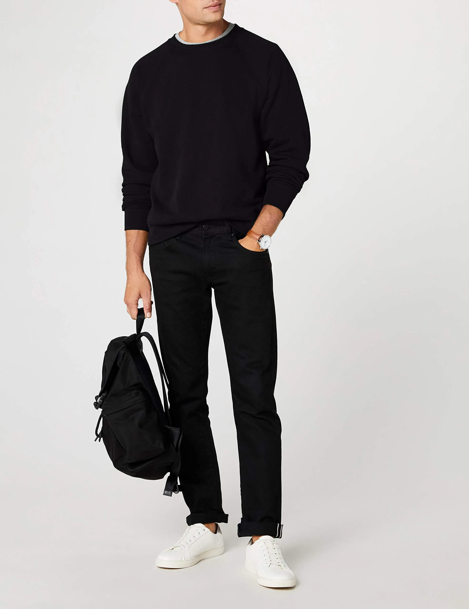 Fruit of the Loom Raglan Sweatshirt, Black, Small - immagine 2