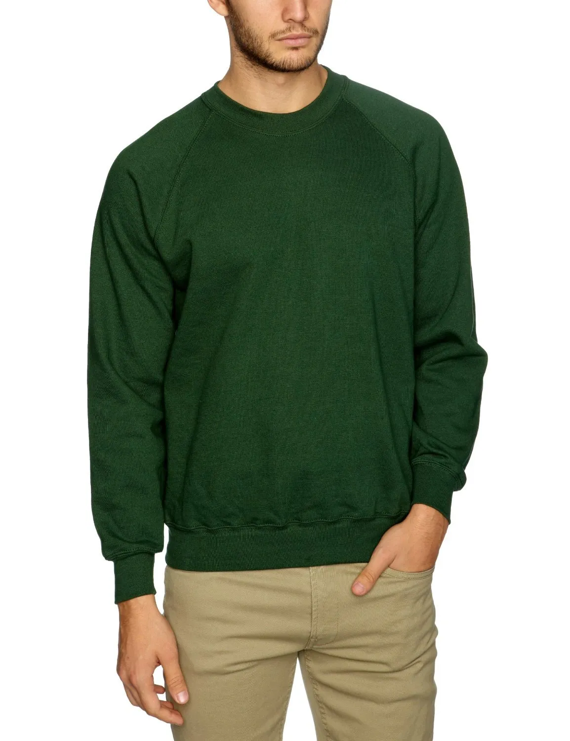 Fruit of the Loom Raglan Sweatshirt, Bottle Green, Large - immagine 1