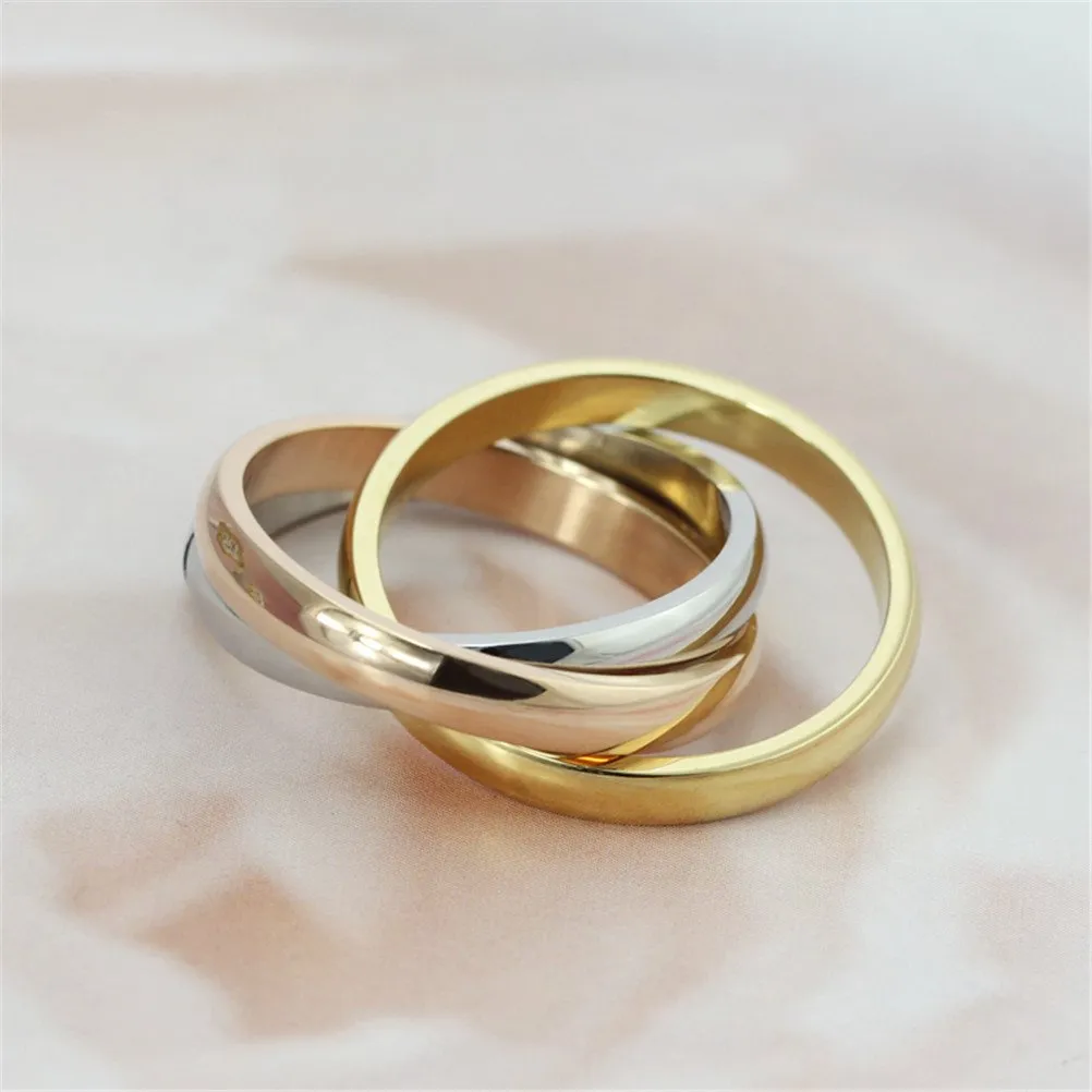 HIJONES Forever Love Anello Tricolore Serie Triciclici, Misura 17 - immagine 4
