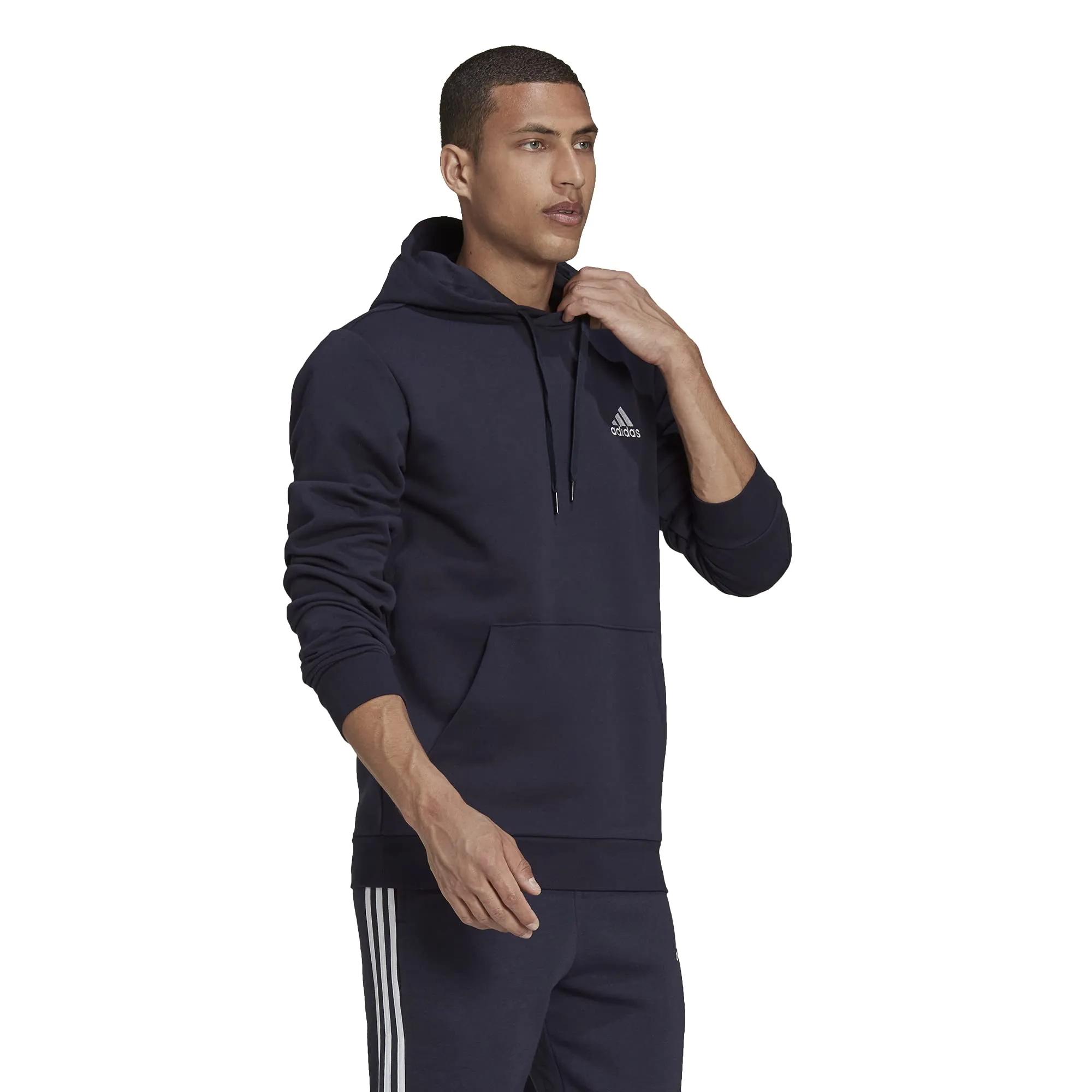 Adidas Essentials Felpa con Cappuccio da Uomo in Pile, Legend Ink/Bianco, X-Large Big Tall - immagine 2
