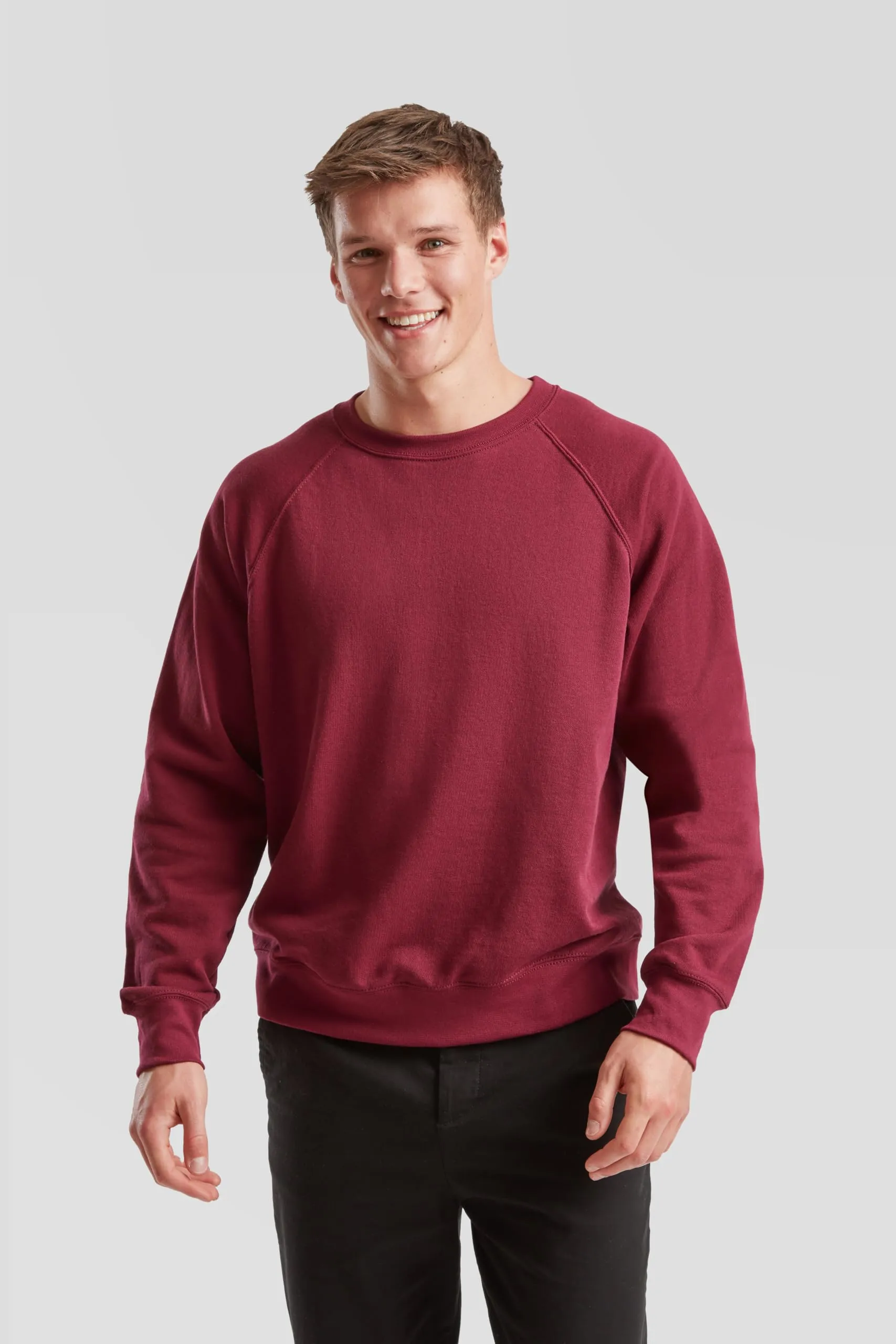 Fruit of the Loom Felpa da uomo con maniche raglan, Borgogna, XXL - immagine 3