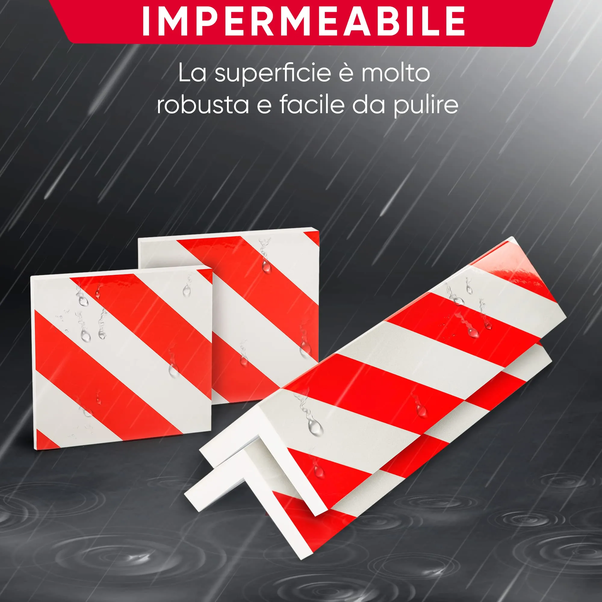 NURADA Paracolpi Garage Protezione Portiere Auto, Pack 5 Paraspigoli Gommapiuma (2 unità 40x20x2cm + 2 unità 20x20x2cm) Rosso - immagine 4