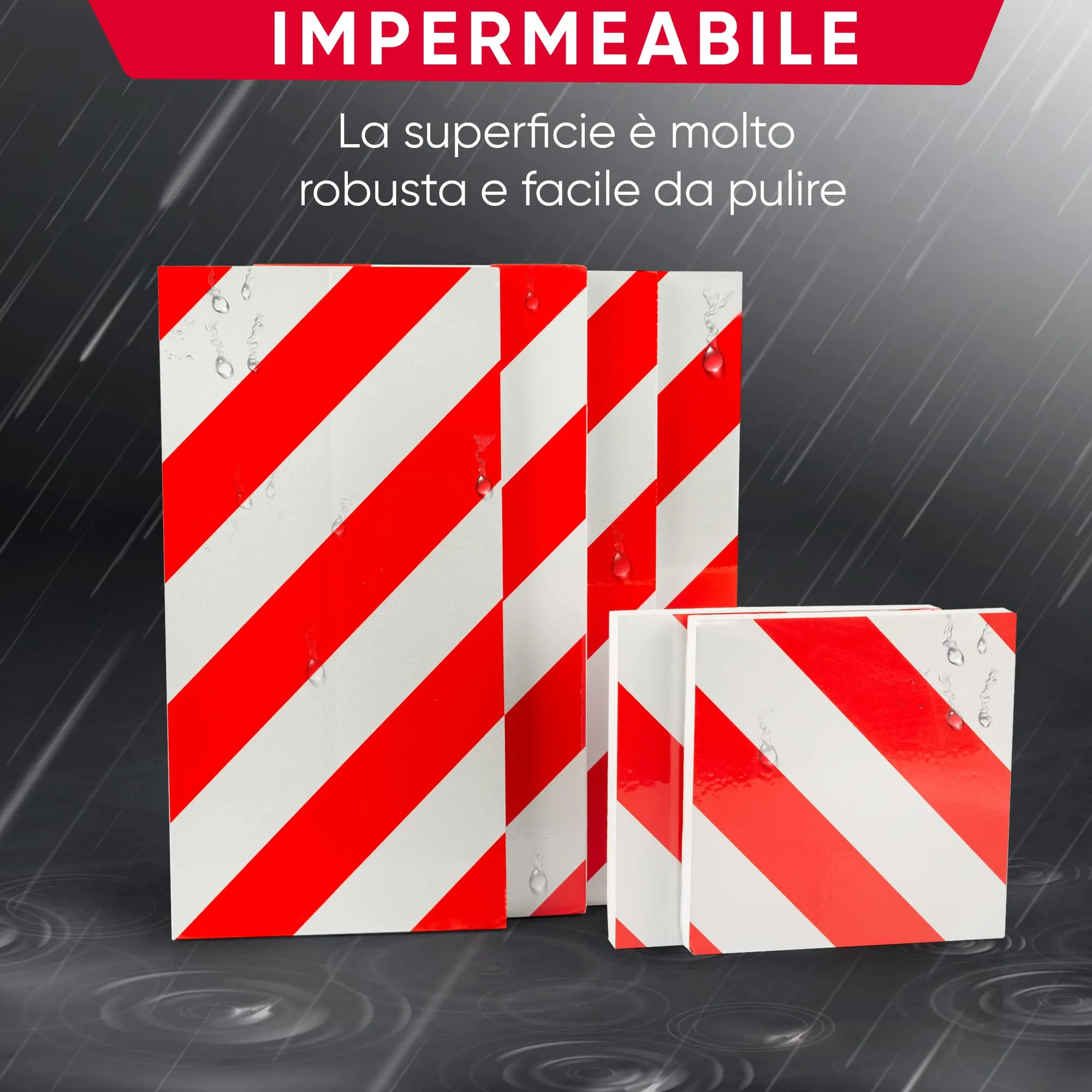 NURADA Paracolpi Garage Protezione Portiere Auto e Pareti, Gommapiuma (4 unità 40x20x2cm + 2 unità 20x20x2cm), Rosso - immagine 4