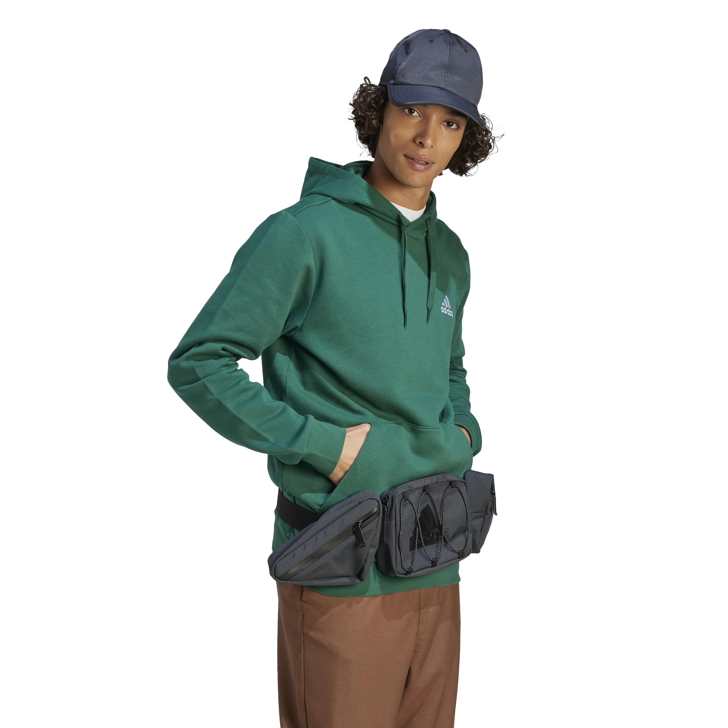adidas Essentials Fleece Hoodie, Collegiate Green, XXL Uomo - immagine 3