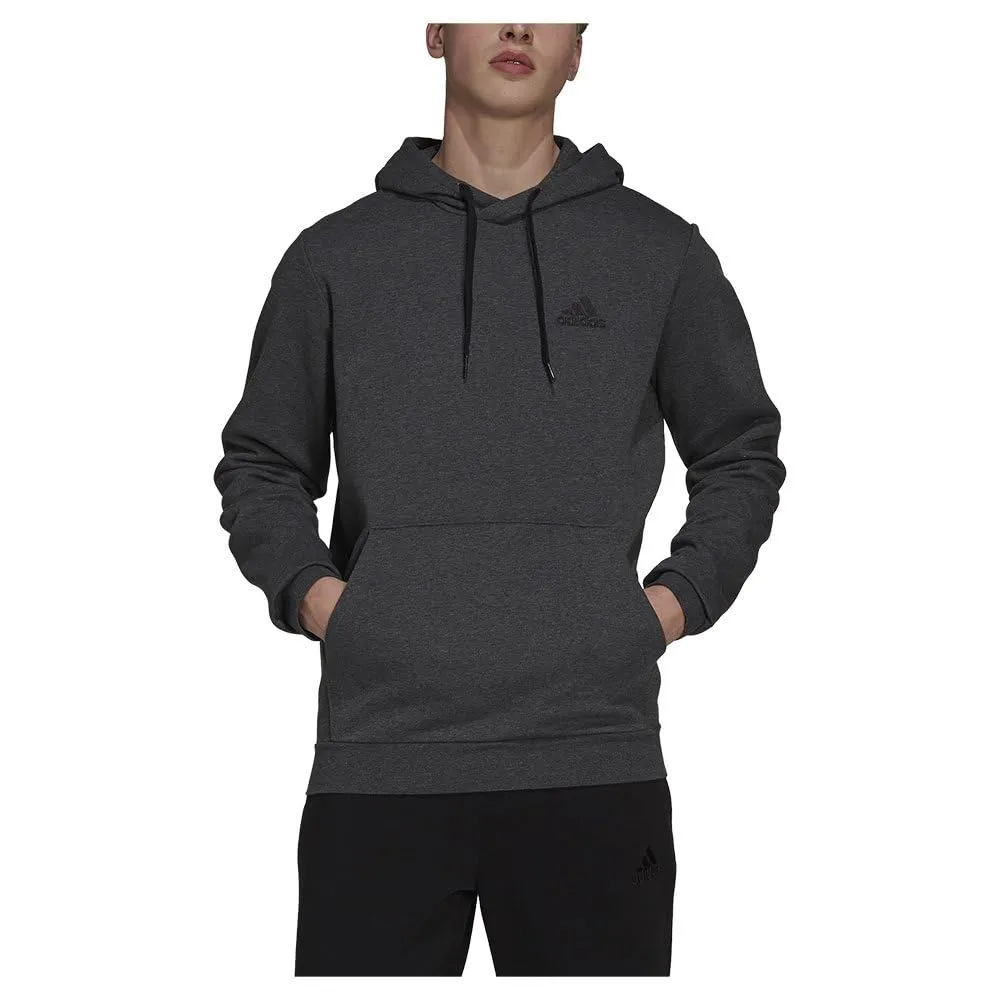 adidas Essentials Fleece Hoodie - Dark Grey Heather/Black, S Uomo - immagine 2