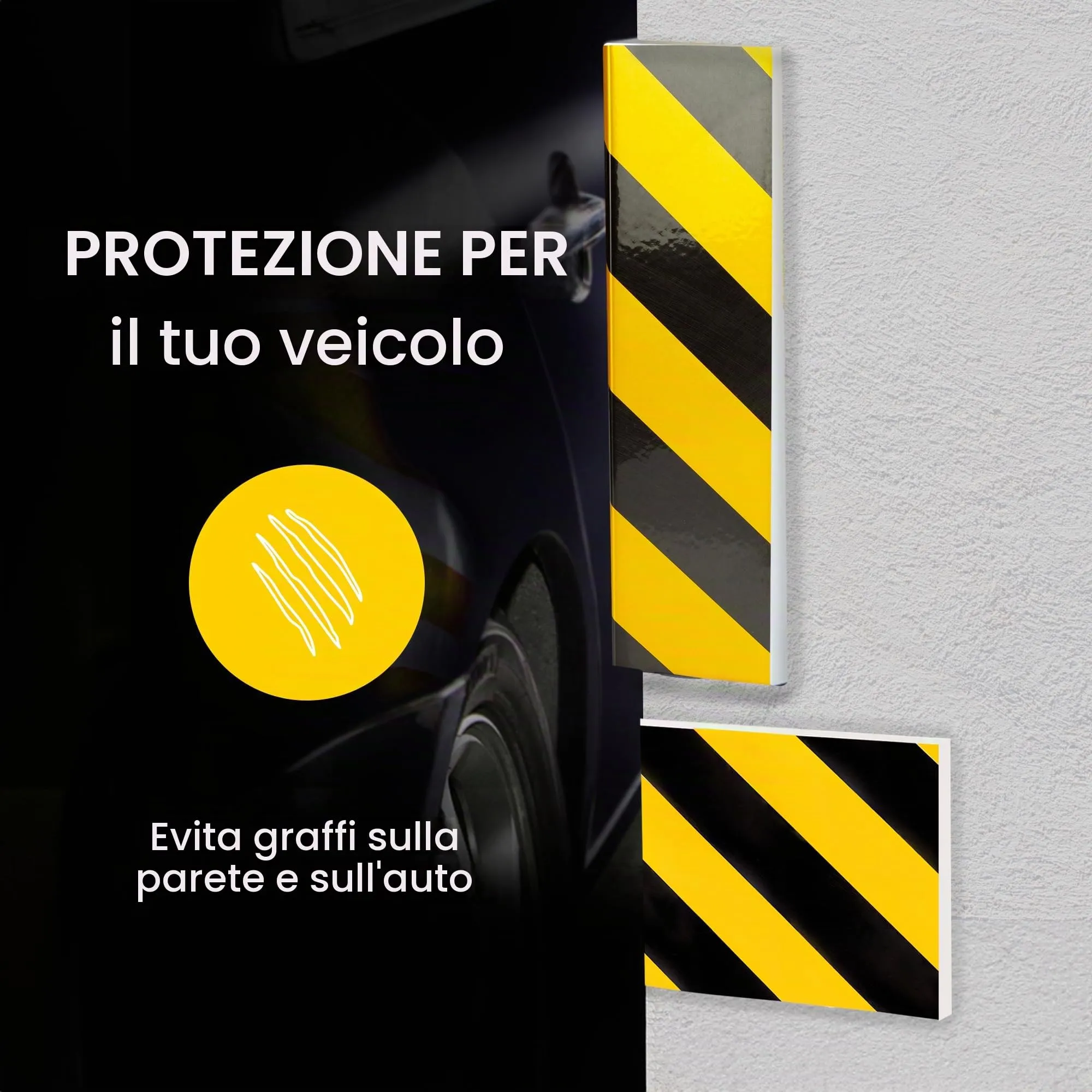 NURADA Paracolpi Garage Protezione Portiere Auto Paraspigoli Gommapiuma Giallo (4 unità 40x20x2cm + 2 unità 20x20x2cm) - immagine 2