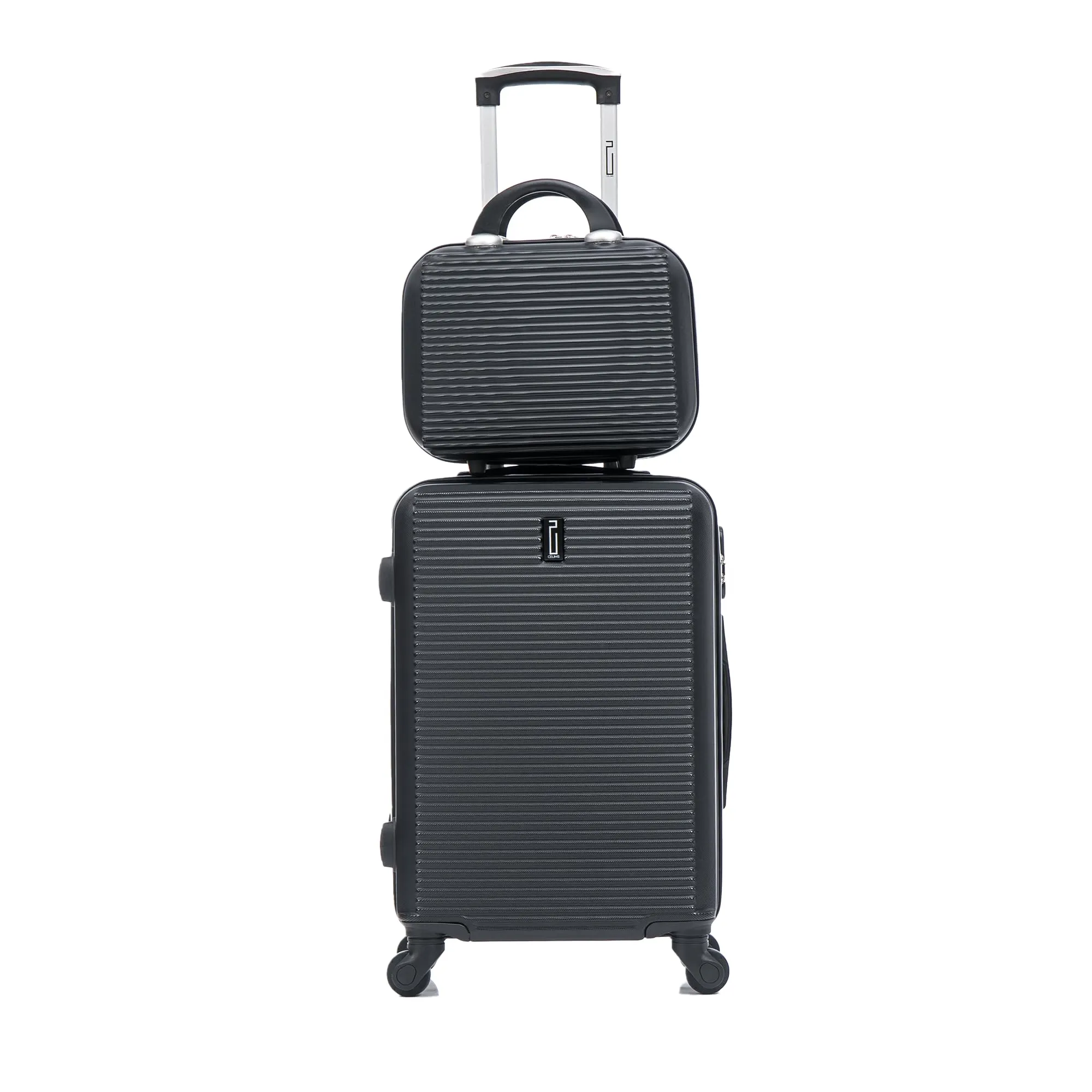 CELIMS Set Valigia Cabina 55 cm e Beauty Case 12 Pollici, Nero - immagine 2