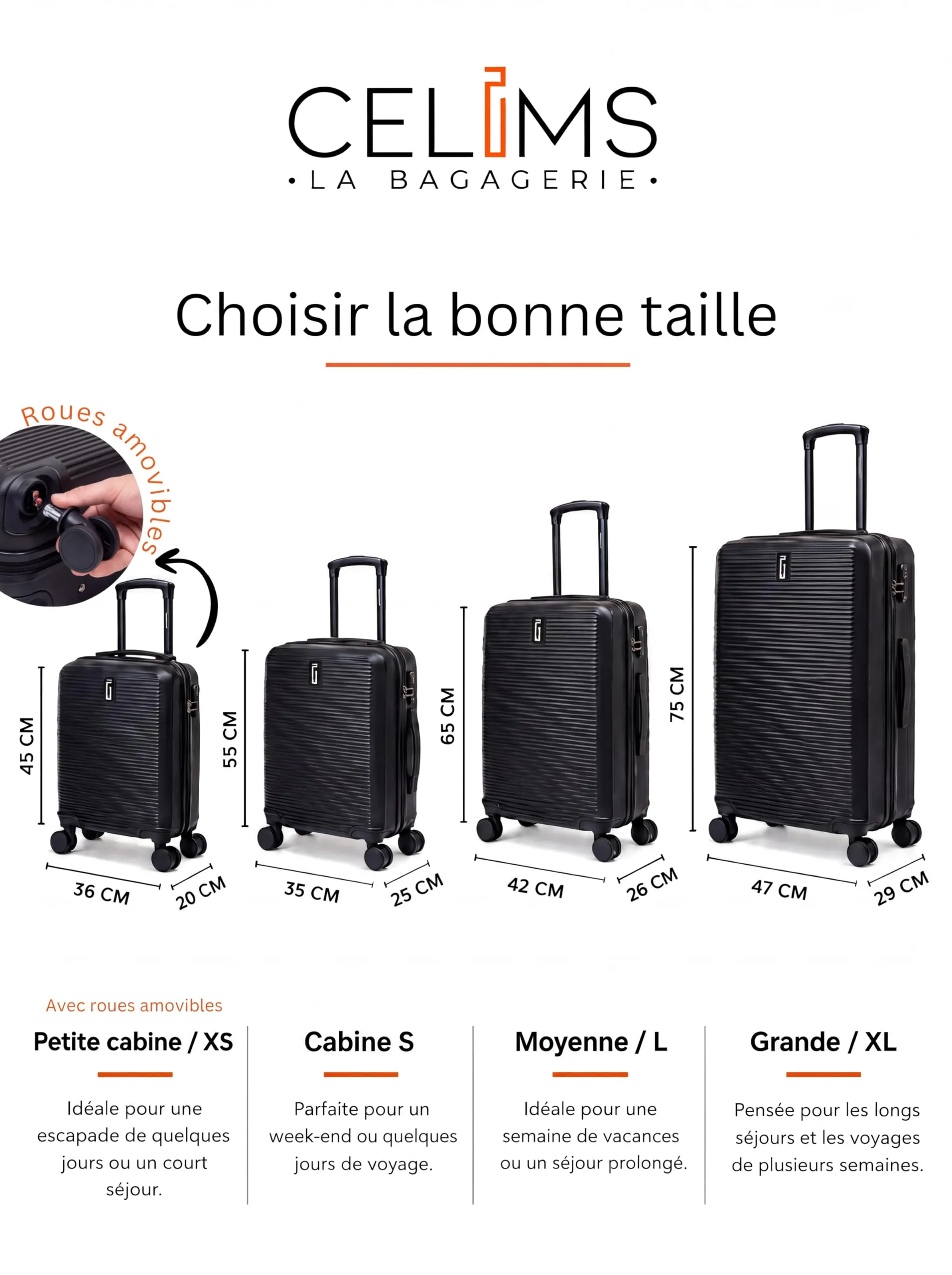 CELIMS Set Valigie 5 Pezzi - Nero - immagine 3
