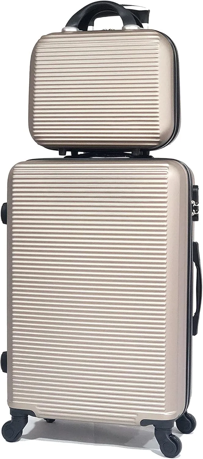 CELIMS Set Valigie Rigide Champagne - Valigia Media 65cm e Beauty Case 35cm - immagine 1