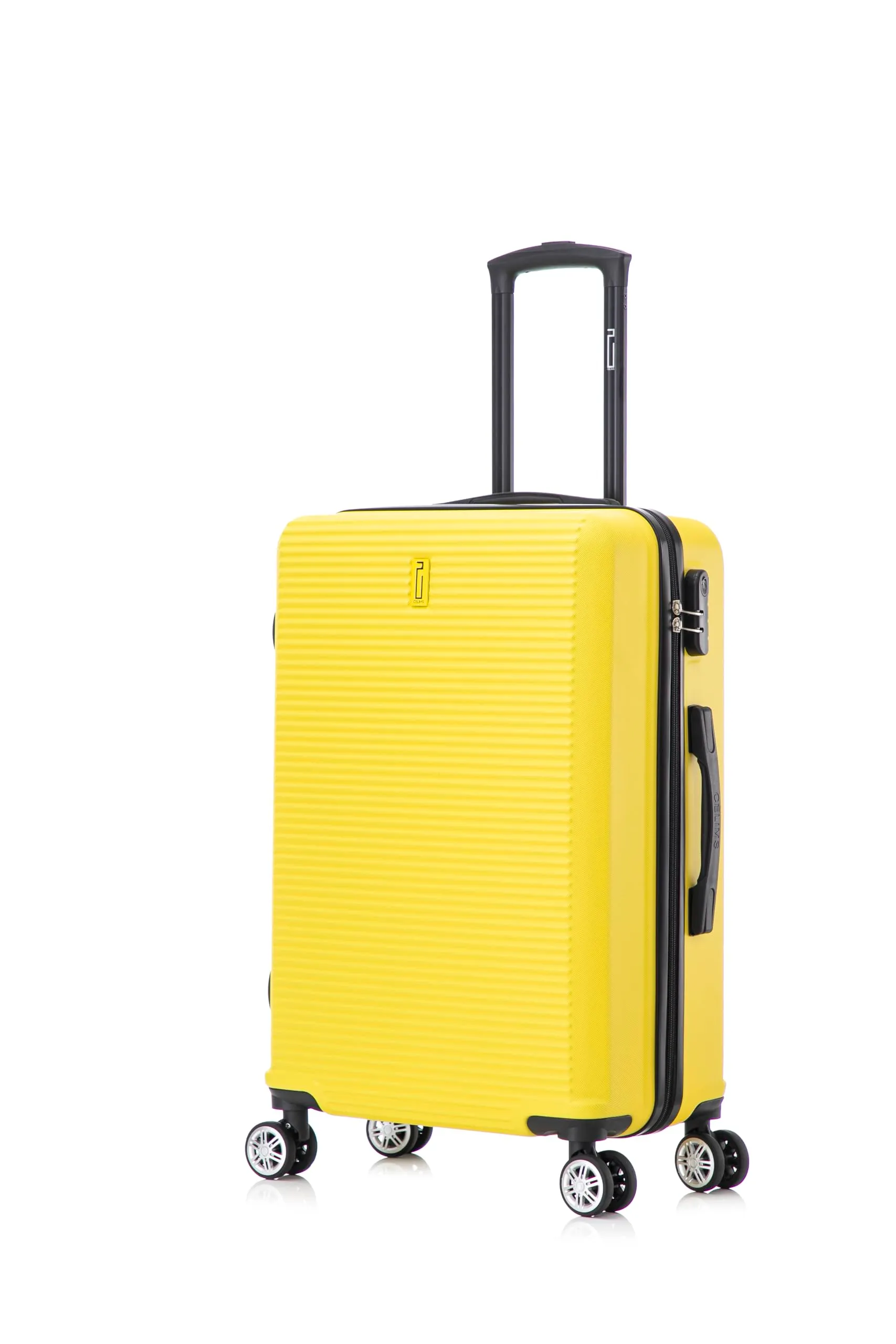 CELIMS Valigia Rigida Media 65cm ABS con Lucchetto Integrato e 4 Ruote, Giallo - immagine 1