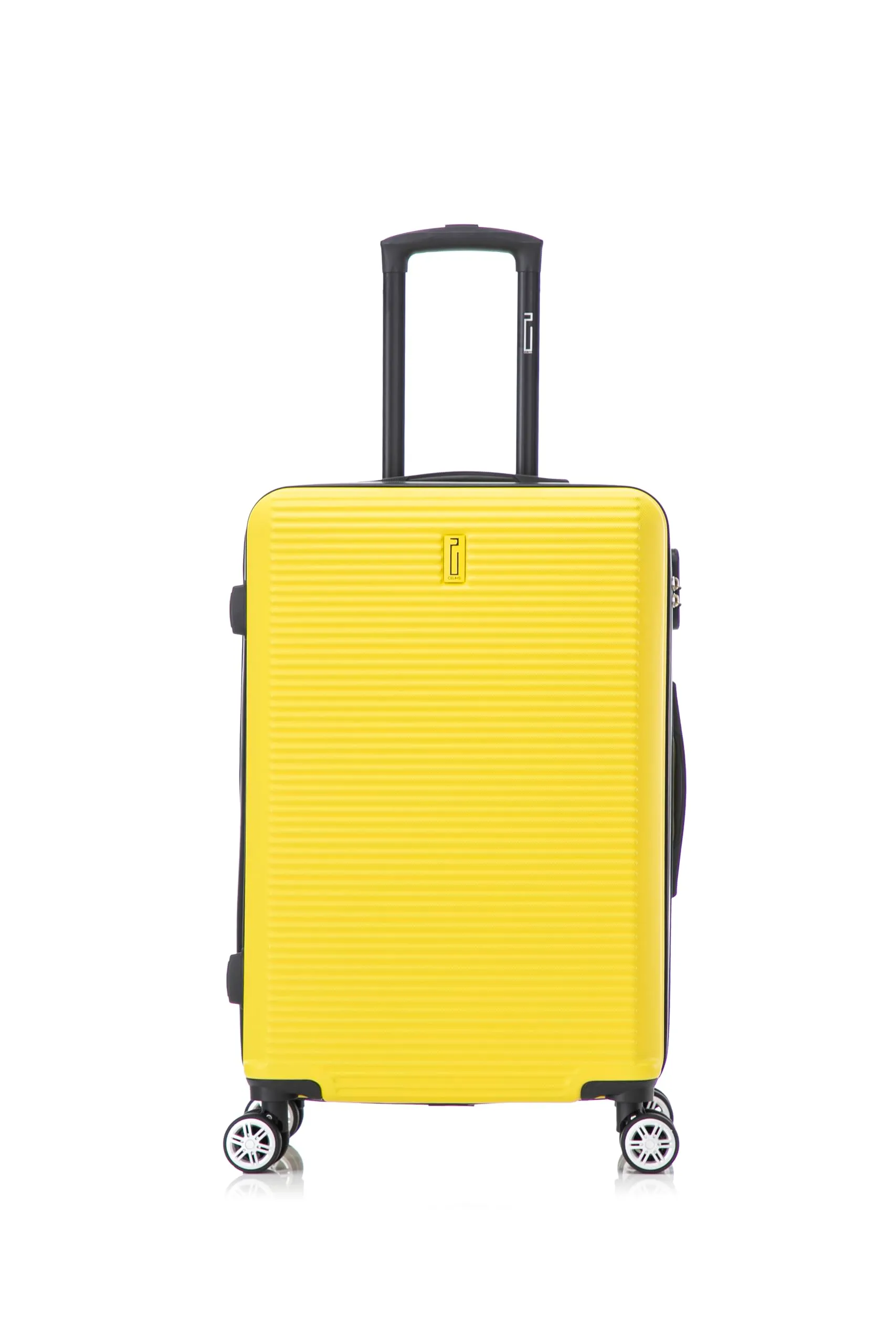 CELIMS Valigia Rigida Media 65cm ABS con Lucchetto Integrato e 4 Ruote, Giallo - immagine 3