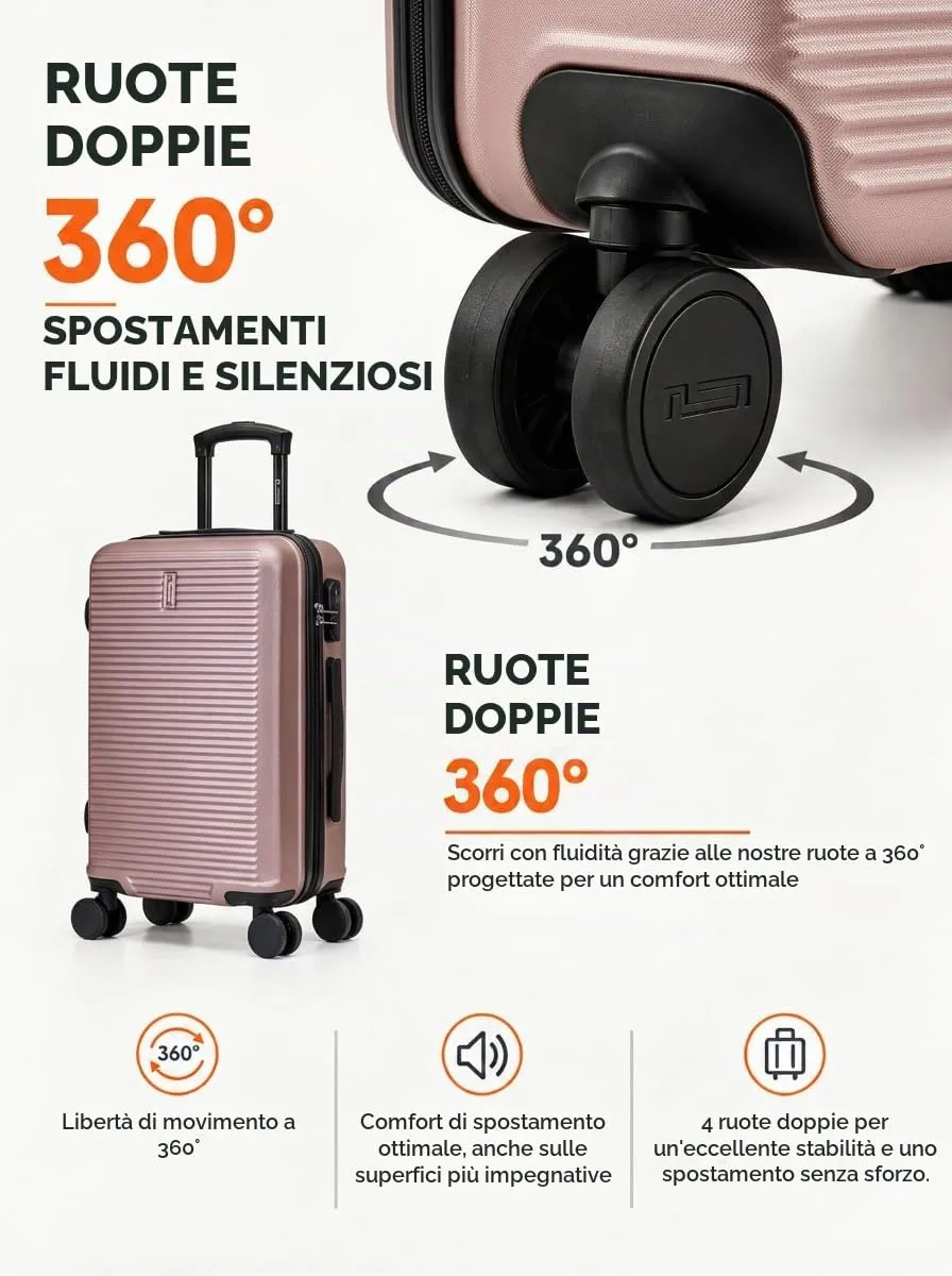 CELIMS Set Valigie 5 Pezzi - Oro Rosa - immagine 6