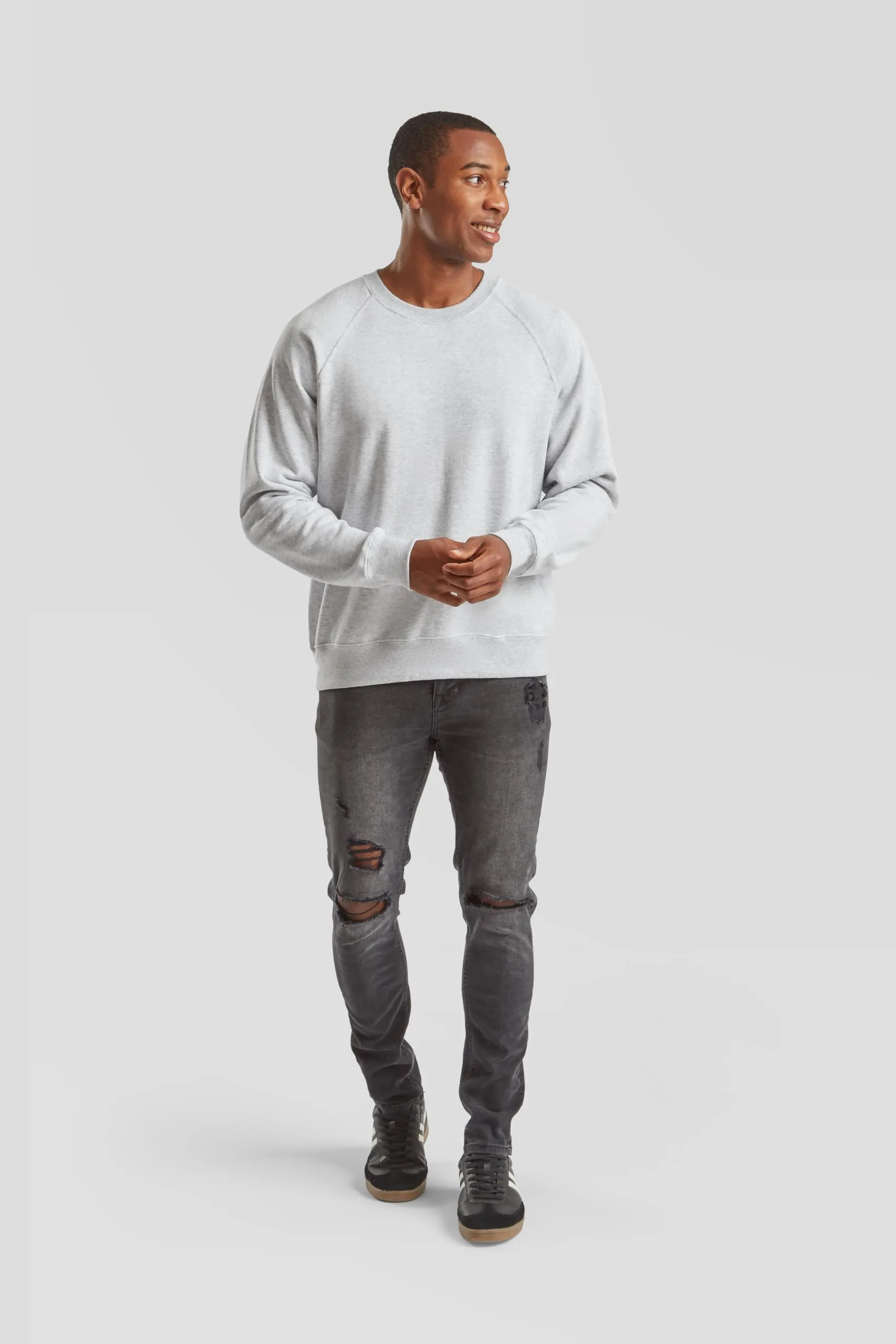 Fruit of the Loom Felpa Raglan da Uomo, XL, Grigio Mélange - immagine 2