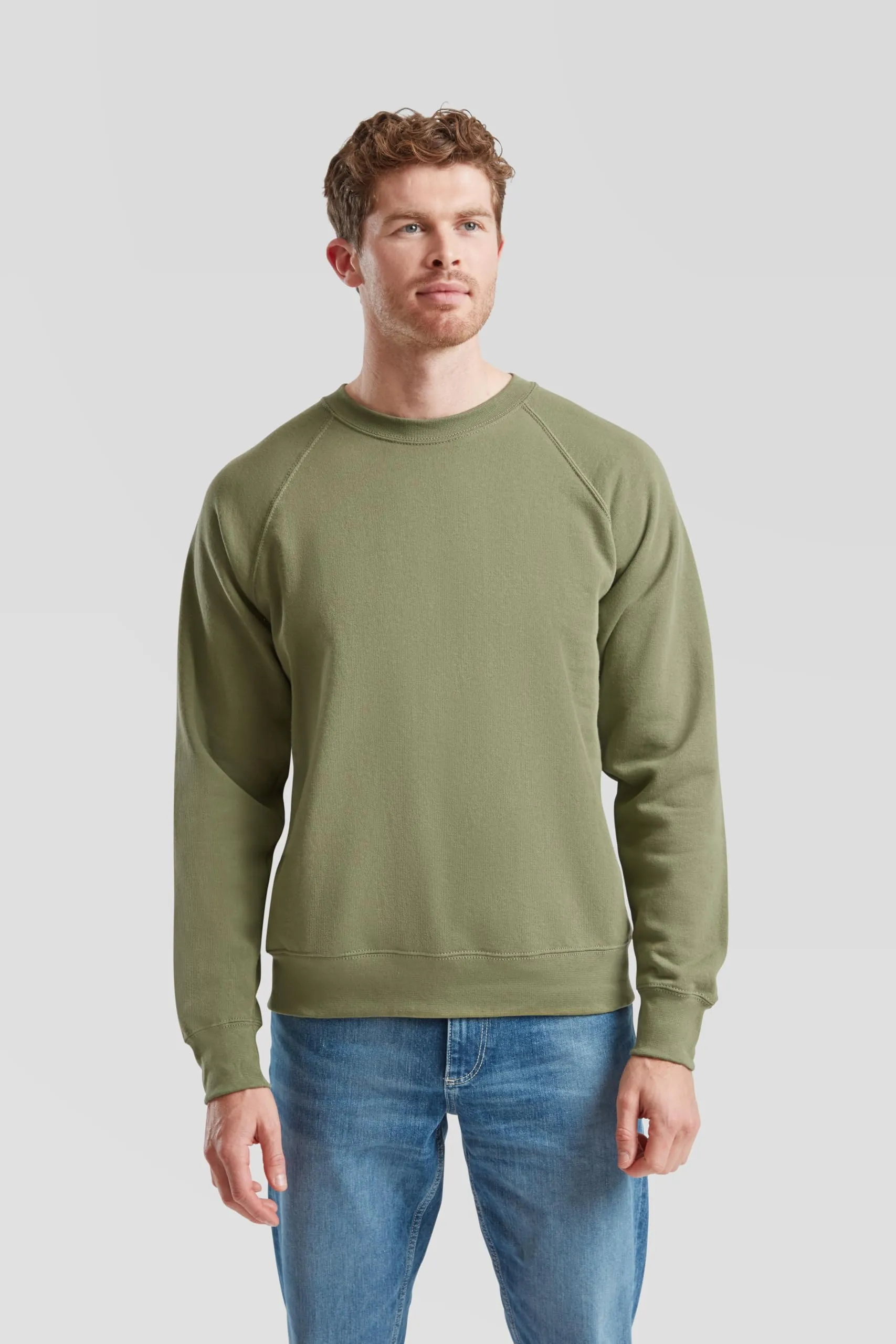 Fruit of the Loom Felpa Raglan Uomo, Oliva, L - immagine 3