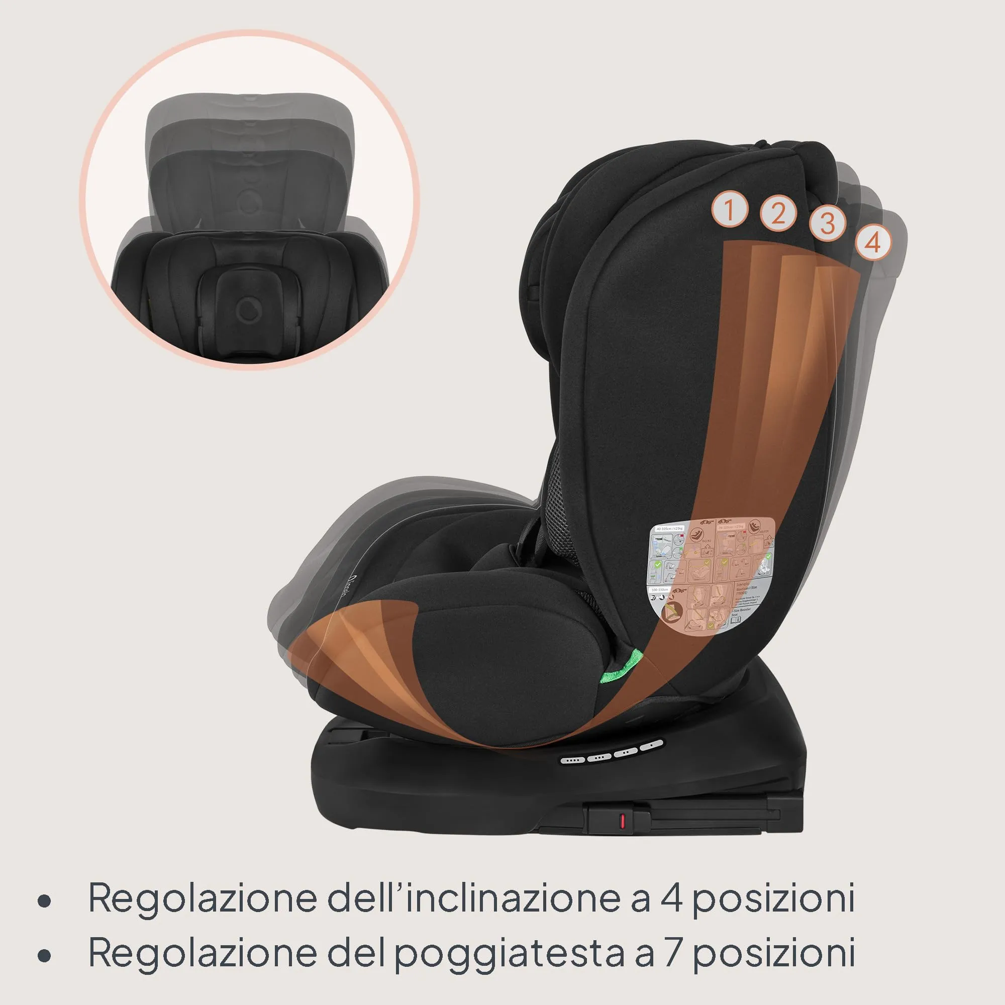 Lionelo Bastiaan i-Size Seggiolino Auto Evolutivo 4 in 1 40-150 cm ISOFIX - immagine 8